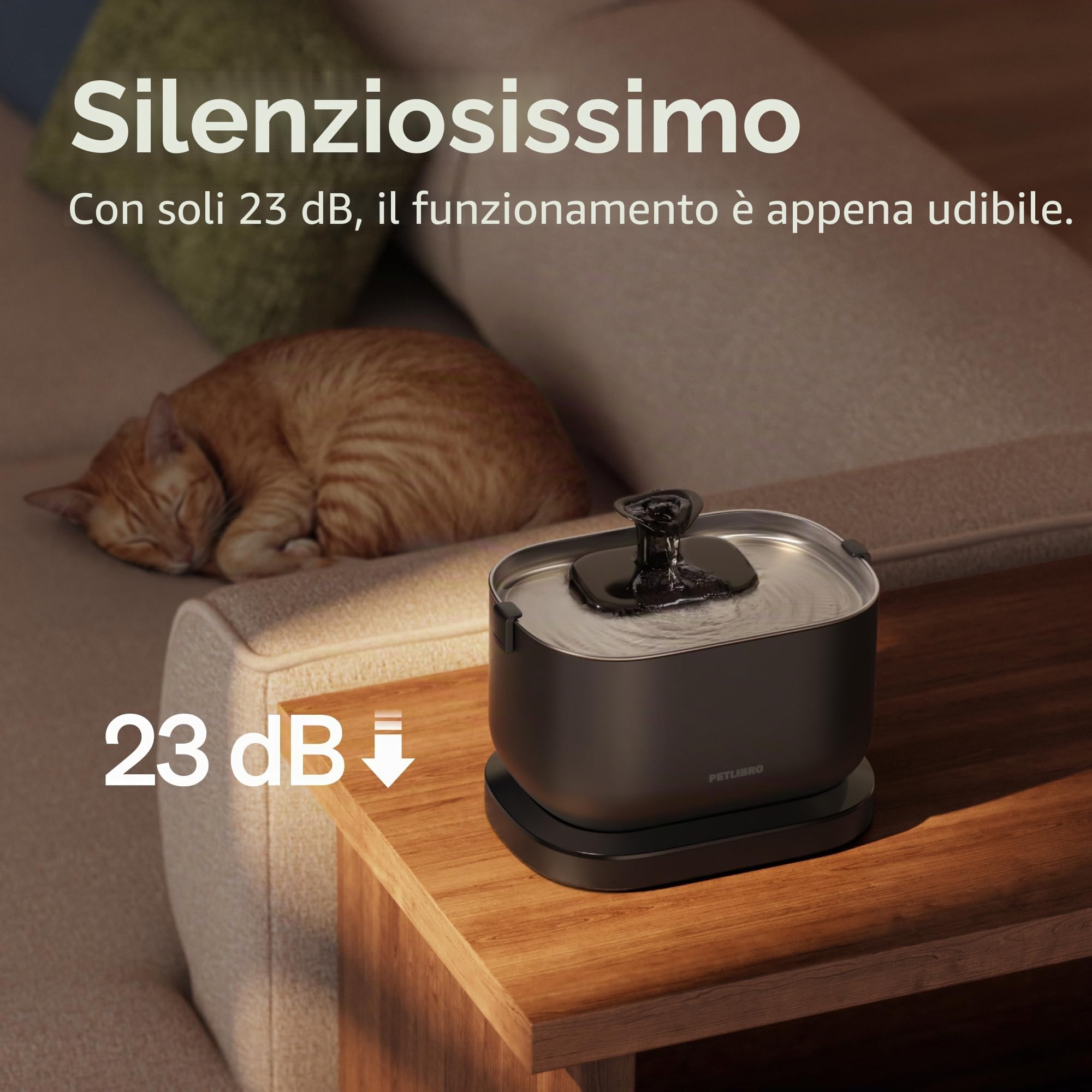 PETLIBRO Fontana per gatti senza fili con sensore di movimento, facile pulizia, n°1 Dockstream per gatti, senza fili, con batteria da 5000 mAh, 23 dB ultraleggera, senza BPA, 2 pompe