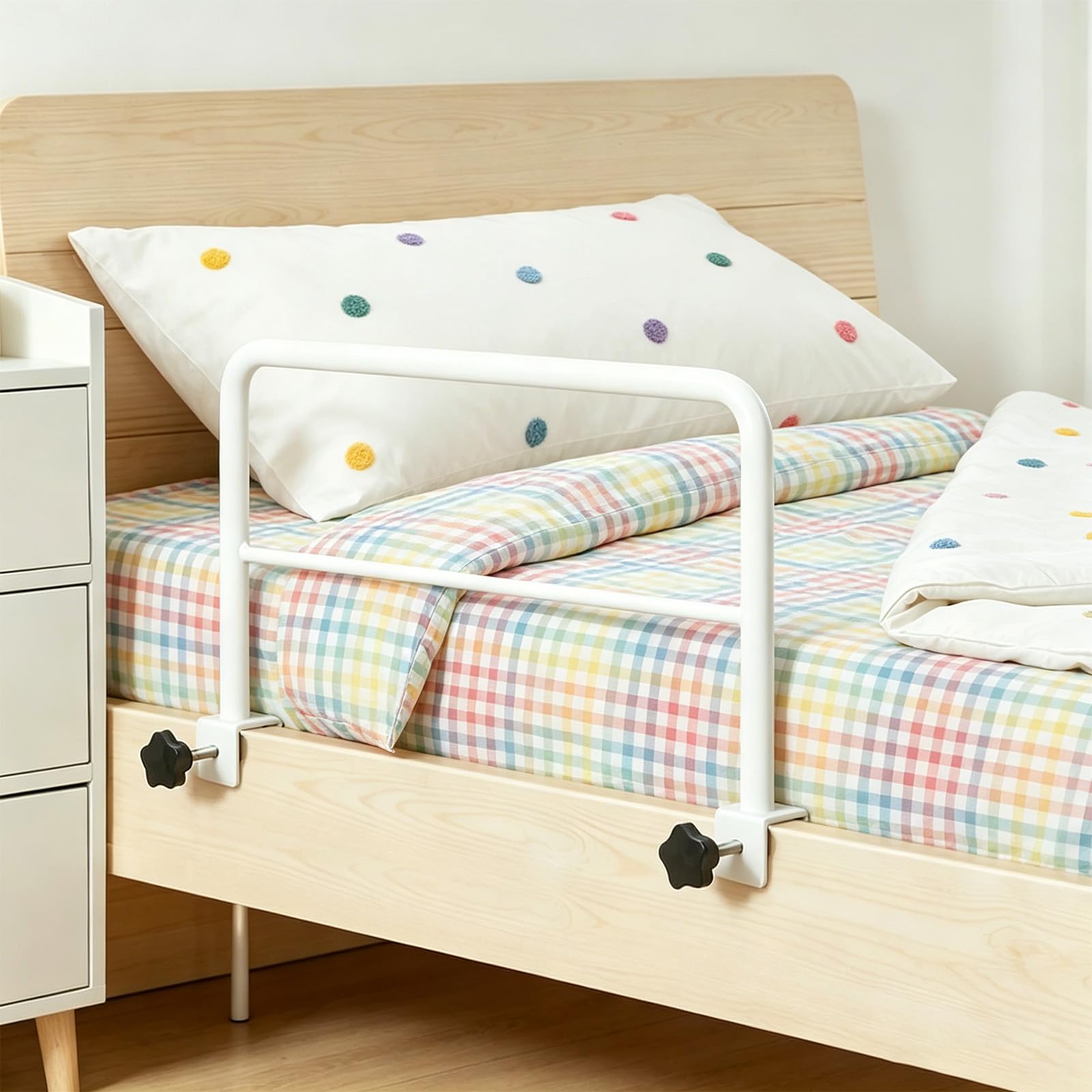 Griglia di protezione per il letto per alzarsi, senza fori, per anziani, da agganciare, adatta per anziani, bambini, donne incinte con disabilità (5030)