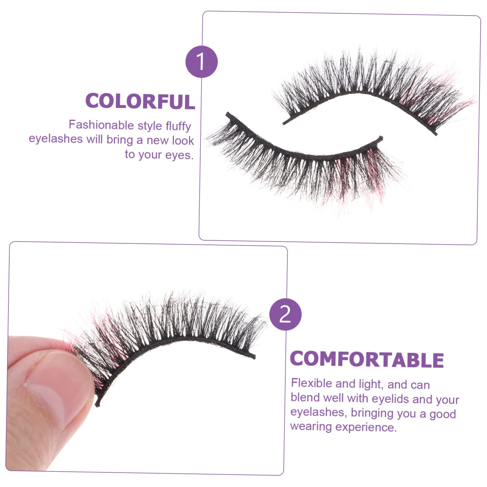 Baluue 25pares Pestañas Postizas Coloridas Para Cosplay y Maquillaje Largas y Ligeras Fáciles De Aplicar y Retirar Para Mujeres y
