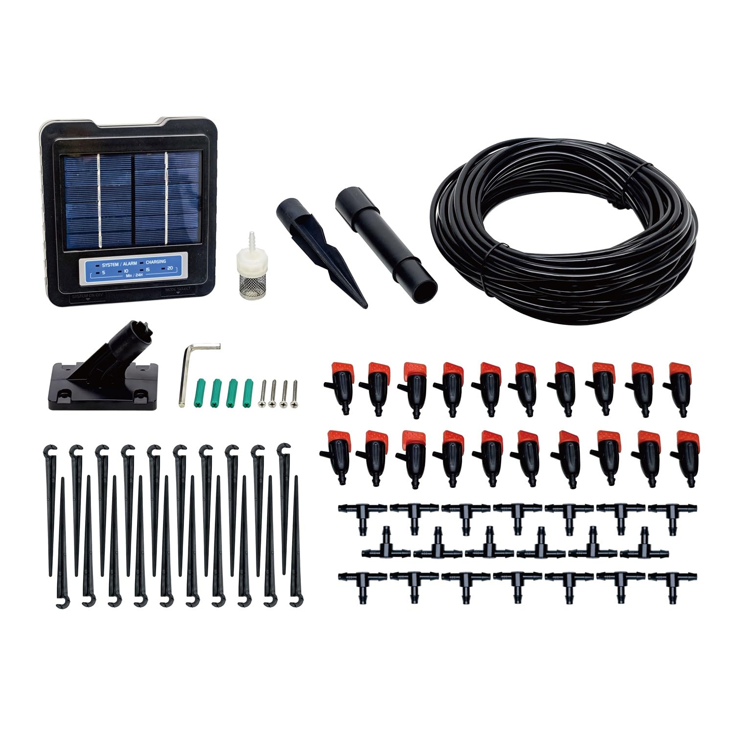 AEOSolar Watering System Kit, Solar Watering Drip Irrigation System, 20 Drippers, 65 FT for Lawn, Garden, Balcony, Greenhouse…