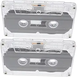 DOITOOL 2 fitas cassete de áudio em branco com design vintage transparente, fonte de gravação de baixo ruído para música