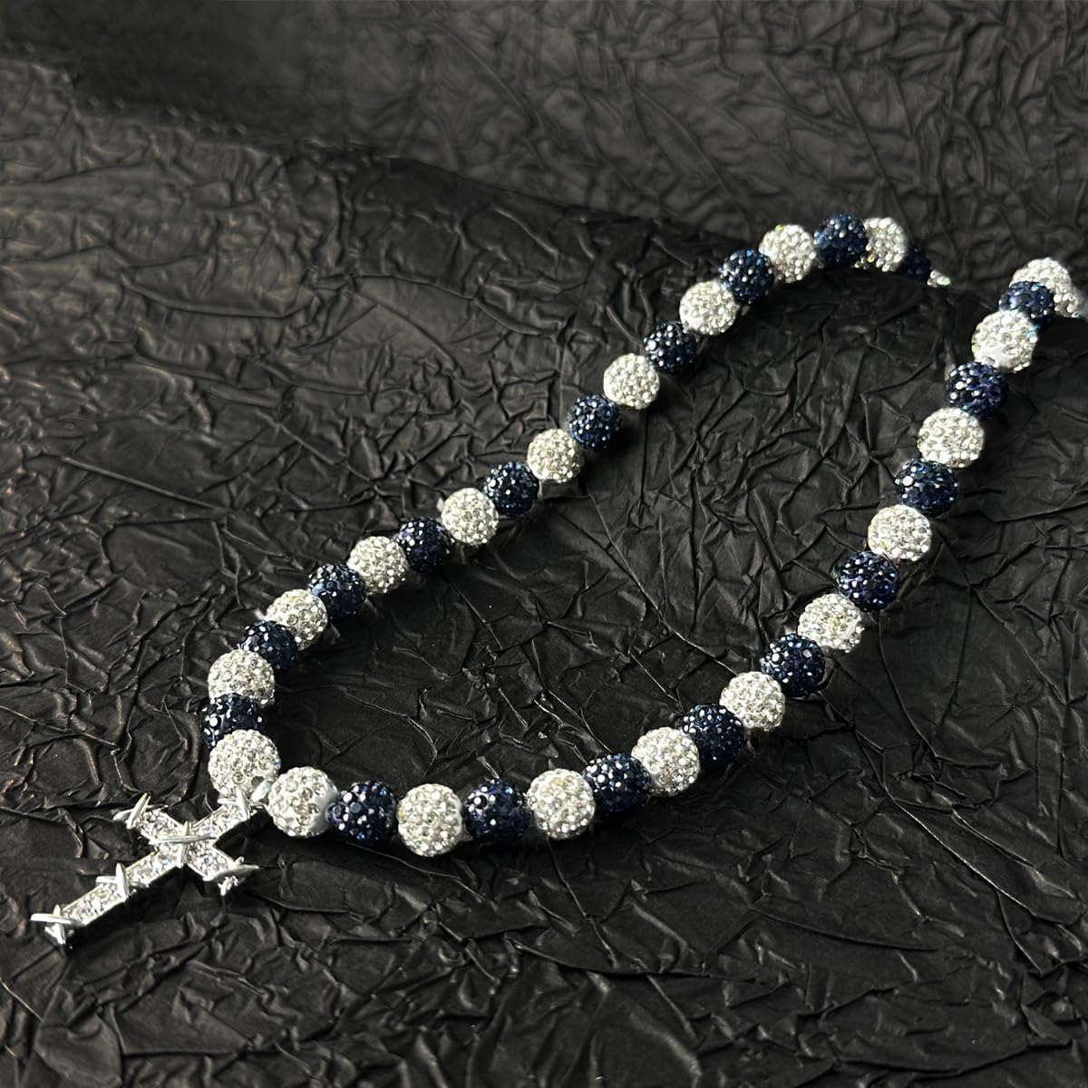 16 Inch Baseball Necklaces for Boys, 18-20 Inch Baseball Necklace, Rhinestone Baseball Bead Necklace, Baseball Cross Necklace for Men, Adjustable Baseball Drip Bling Necklace for Baseball Team Lovers - Image 2