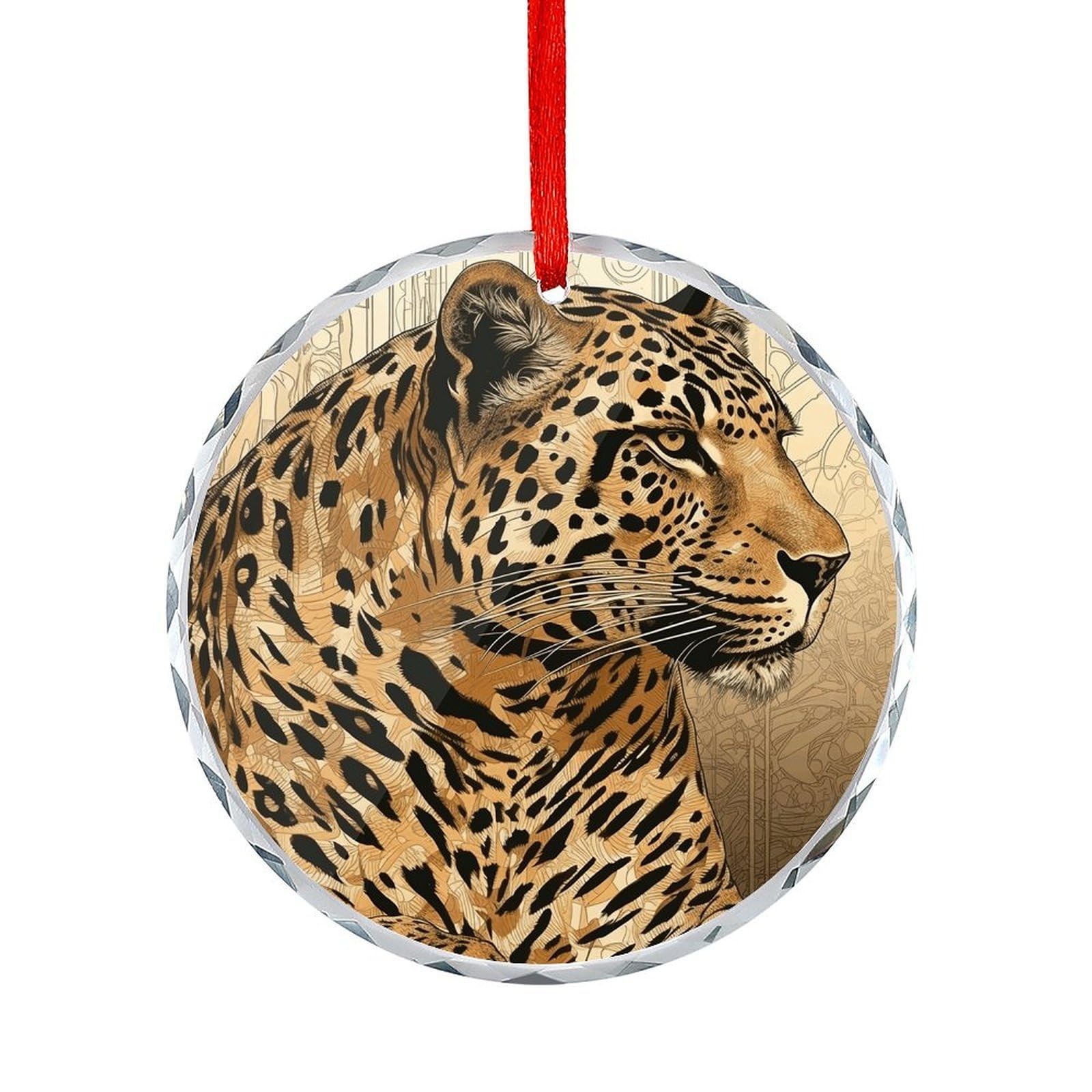 Btcowzrv Style Hand Drawn Leopard Round Ornament Hanging Pendant Decor