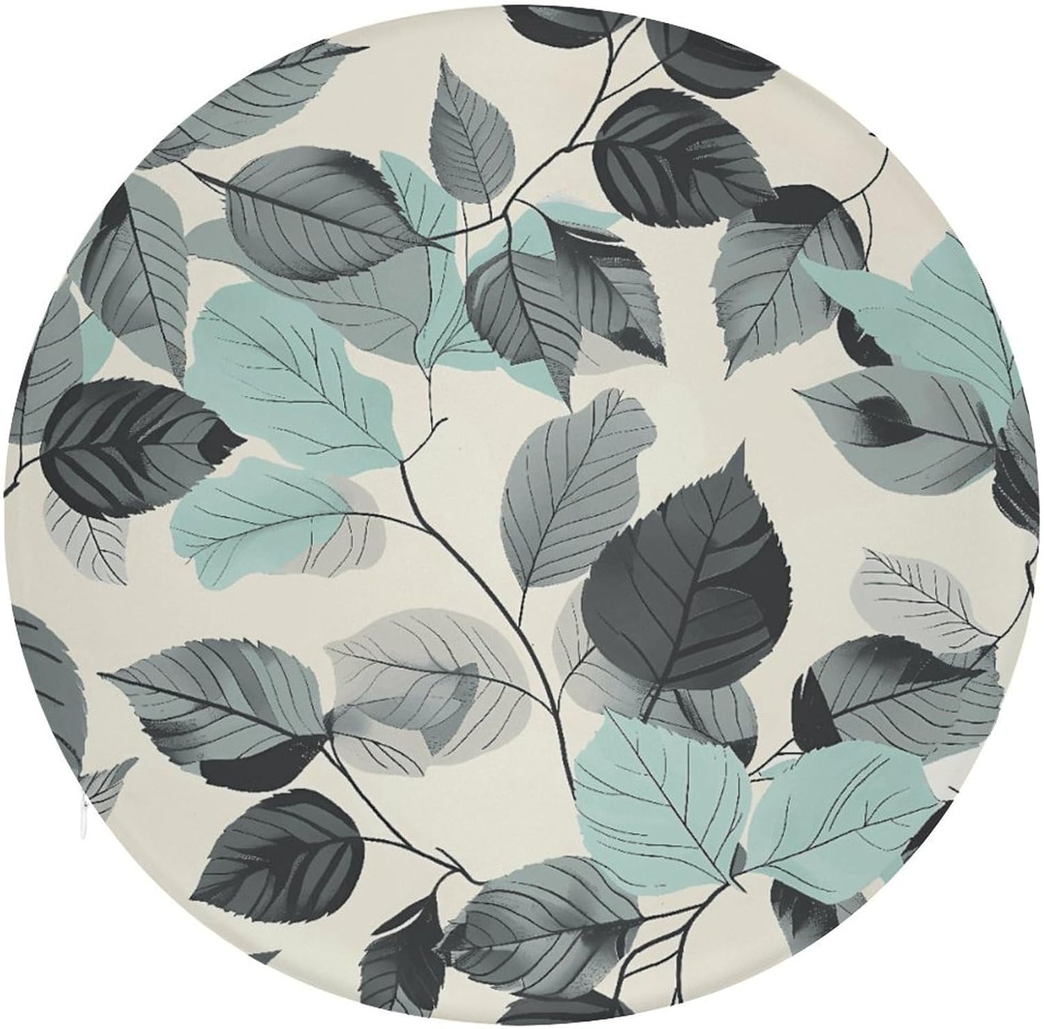 Mint Gray Leaves Chair Cushions Floor Pillow Chair Pad