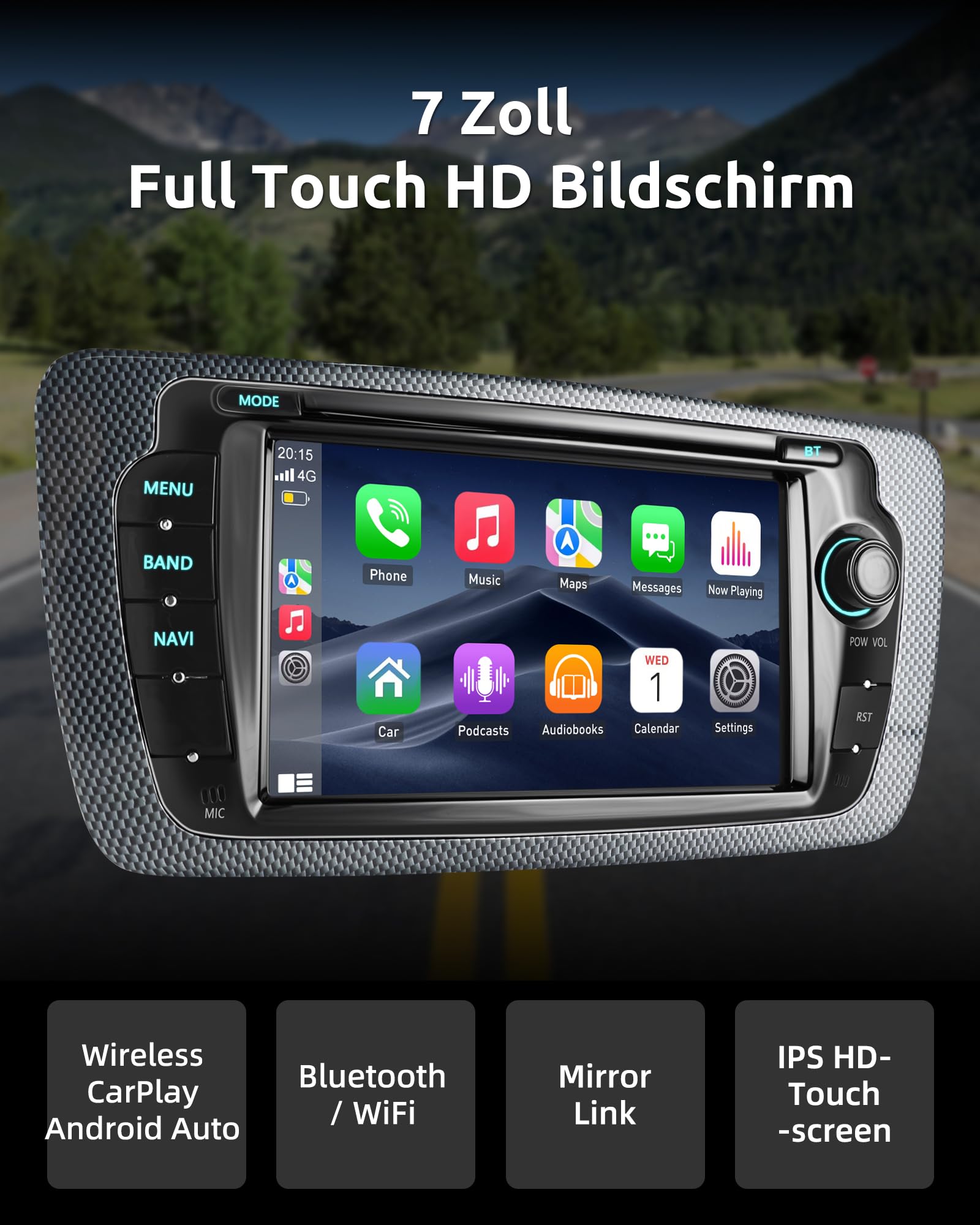ESSGOO 2+64G Android 15 Drahtloses Carplay und Android Auto Autoradio Für Seat Ibiza IV 6J 2009-2013, 7 Zoll Touchscreen Bluetooth Car Radio mit FM RDS GPS WiFi