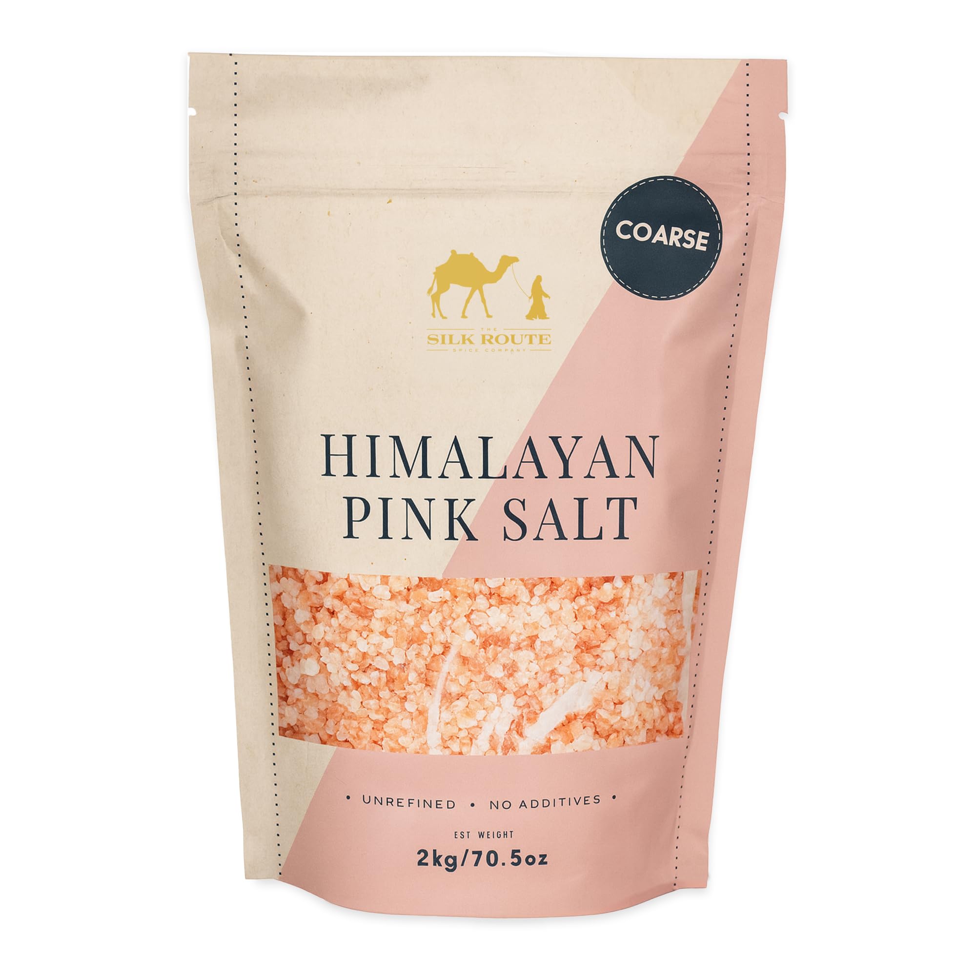 Silk Route Spice Company Sel rose de l'Himalaya 2 kg (grossière) pochette refermable