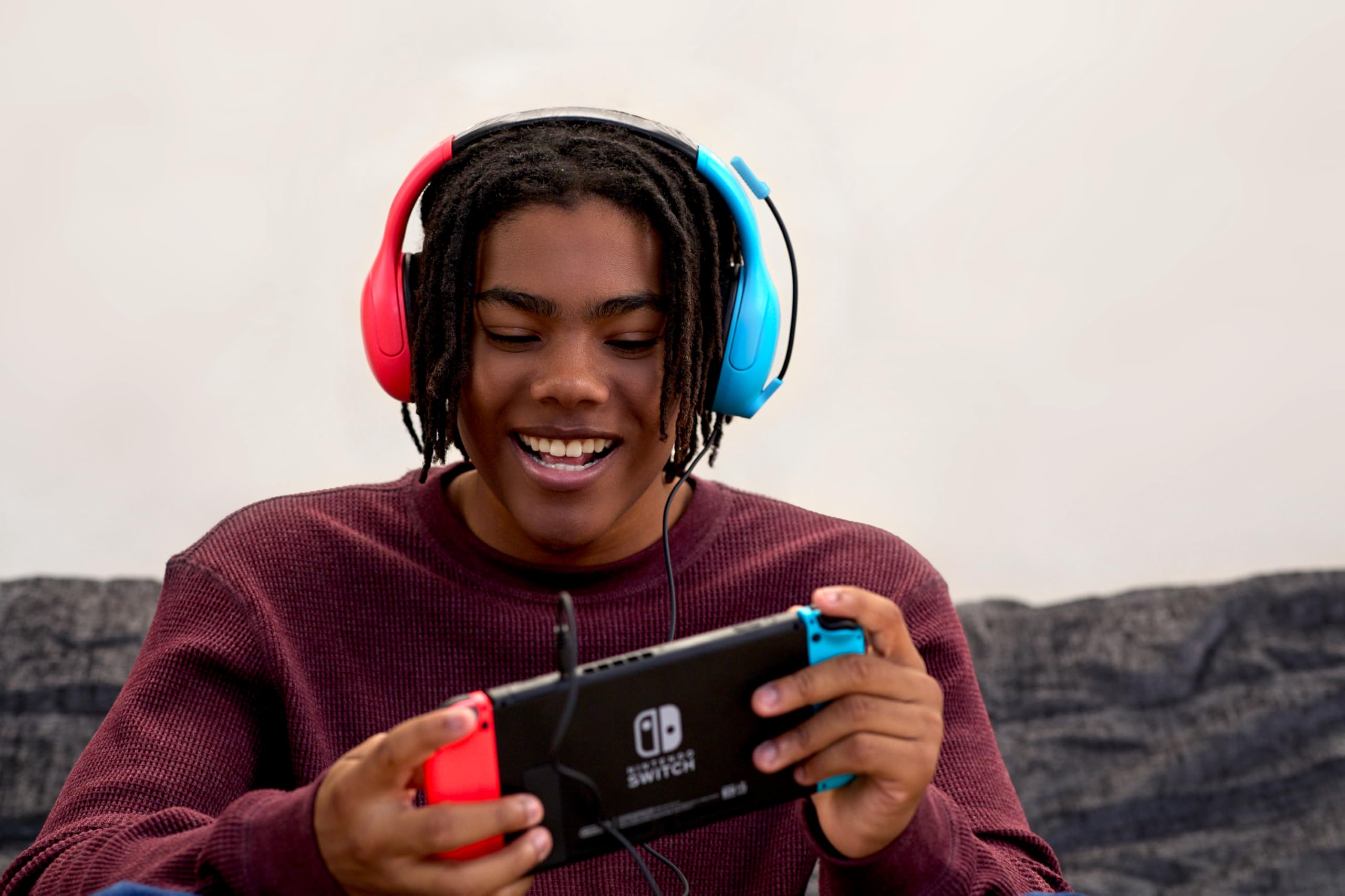 Turtle Beach Airlite Fit Wired Gaming Headset: Officially Licensed for Nintendo Switch, Nintendo Switch 2/Lite/OLED Model - Flip-to-Mute Mic, Over-Ear Comfort Cushions, 40mm Speakers - Neon Blue & Red - Nintendo Switch 2 - Very Good - Used Accessory - Image 6