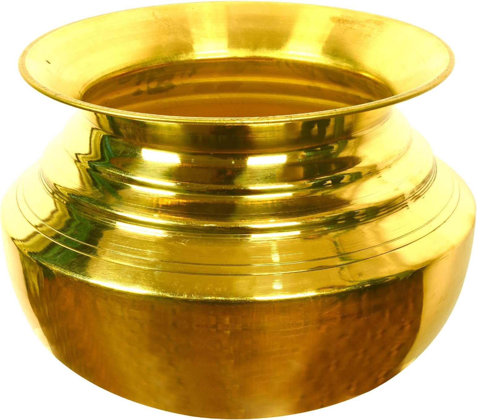 HOKOYA Brass Handi for Cooking Food | Pital Handi 5 LTR Capacity | Weight 1.45 kg | Strong and Shining
