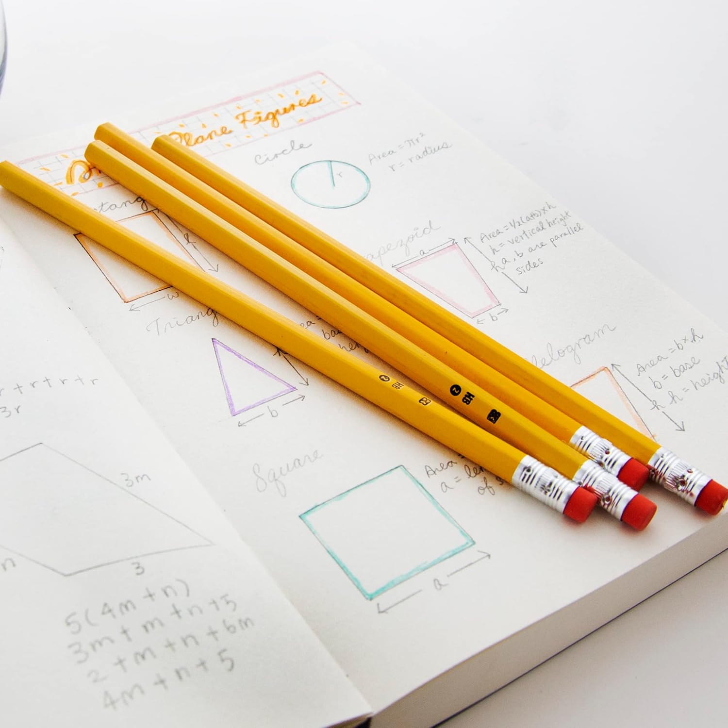 BAZIC Products Pencil #2 HB Pencils, Latex Free Eraser, Wood Free Yellow Unsharpened Pencils for Exam School Office (20/Pack), 72-Packs