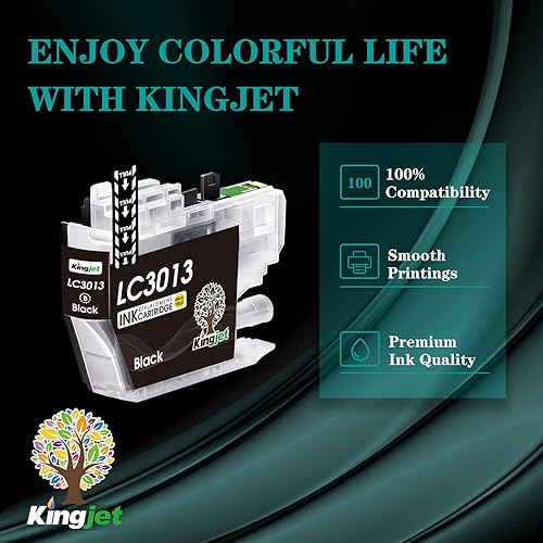 Miniatura 6 de Kingjet Compatible con cartuchos de tinta Brother LC3013, repuesto negro para impresoras Brother LC3013 LC3011 LC 3013 LC 3011 Uso con impresoras