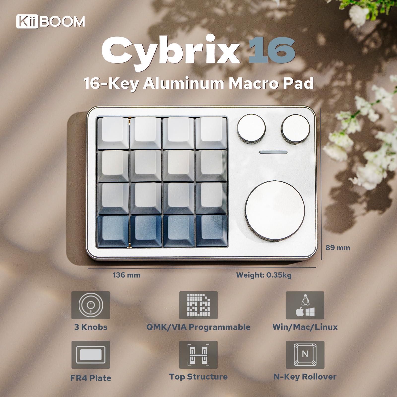 KiiBOOM Cybrix 16 左手キーボード 左手デバイス テンキー Amazon.com: KiiBoom Cybrix 16 VIA Programmable Macro Pad