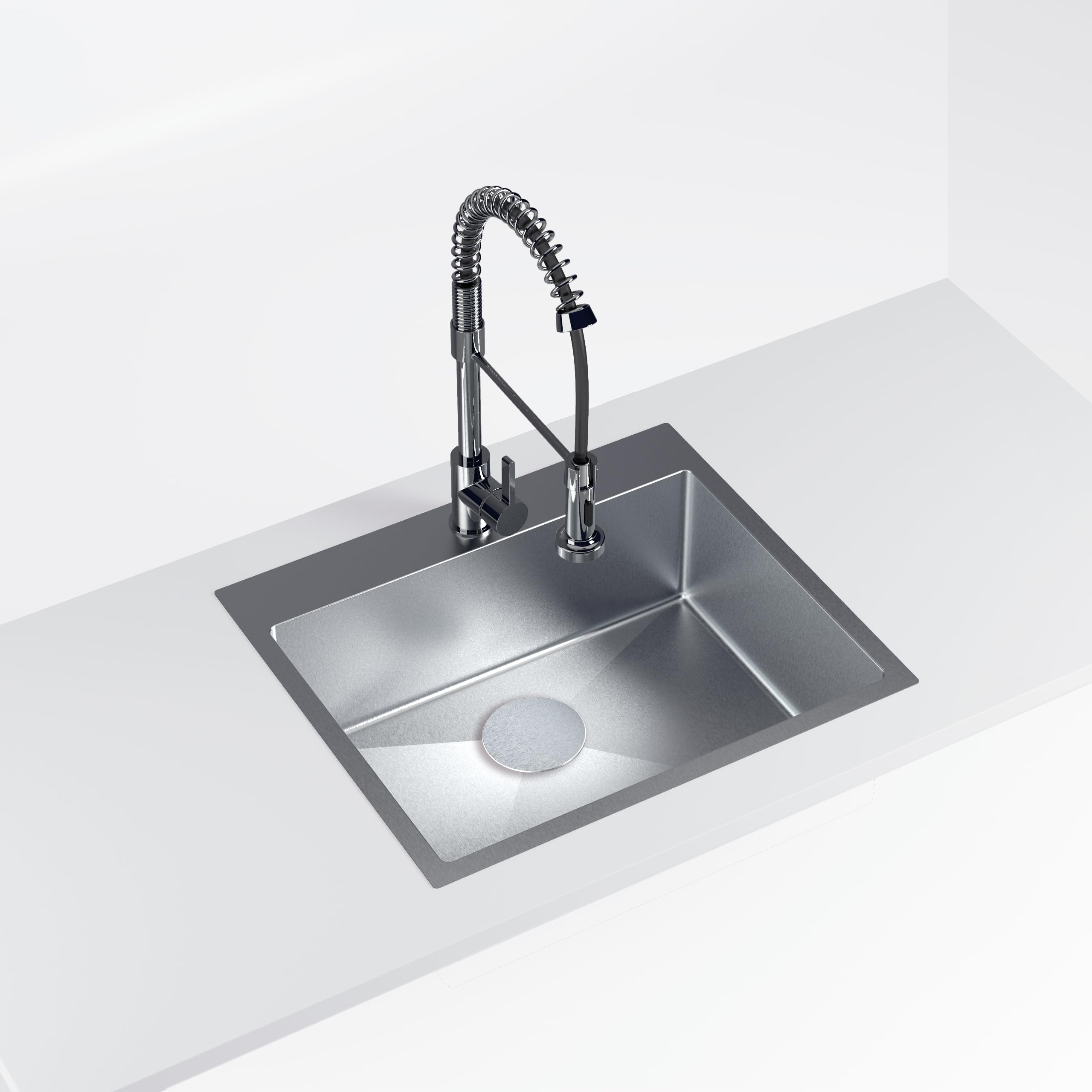 Cata Fregadero de Cocina Sobre encimera CBS-1 54-40 R10 Doble Cubeta Cuadrada Instalación en Mueble de 60 cm Profundidad de 20 cm Acero Inoxidable