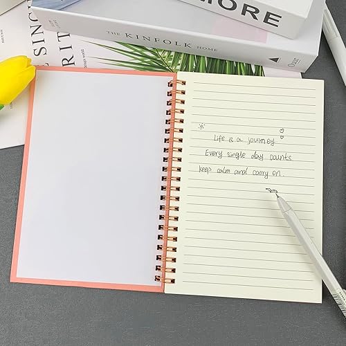 Miniatura 6 de Paquete de 2 cuadernos en espiral con tapa dura de tapa dura de color rosa pastel, bloc de notas y cuaderno de bocetos para estudiantes, oficina y