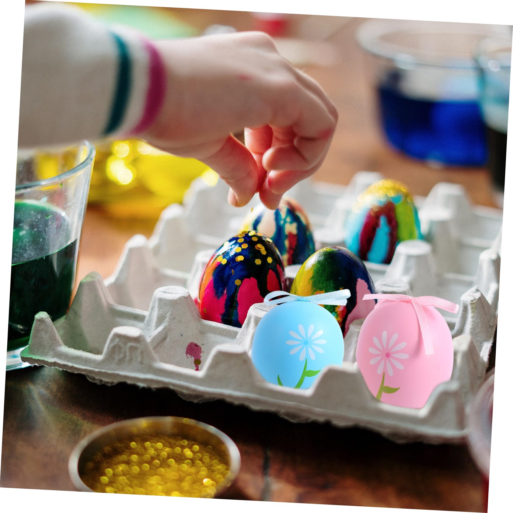 Cabilock 3 Set Uova Di Pasqua Easter Egg Easter Decoration Uova Giocattolo Uova in Polvere Uova Di Quaglia Uova Da Festa Uova Decorative Uova Graffiti Fai Da Te Plastica Pezzi * 3