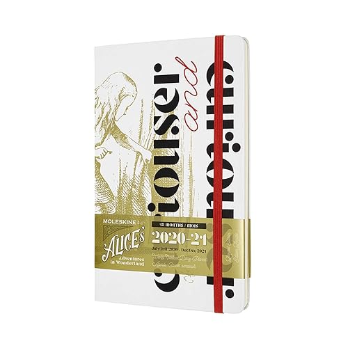 Moleskine - Agenda Settimanale 18 Mesi 2020/2021, Planner in Edizione Limitata Alice nel Paese delle Meraviglie, Tema Alice, Formato LARGE 13 x 21 cm, 208 Pagine