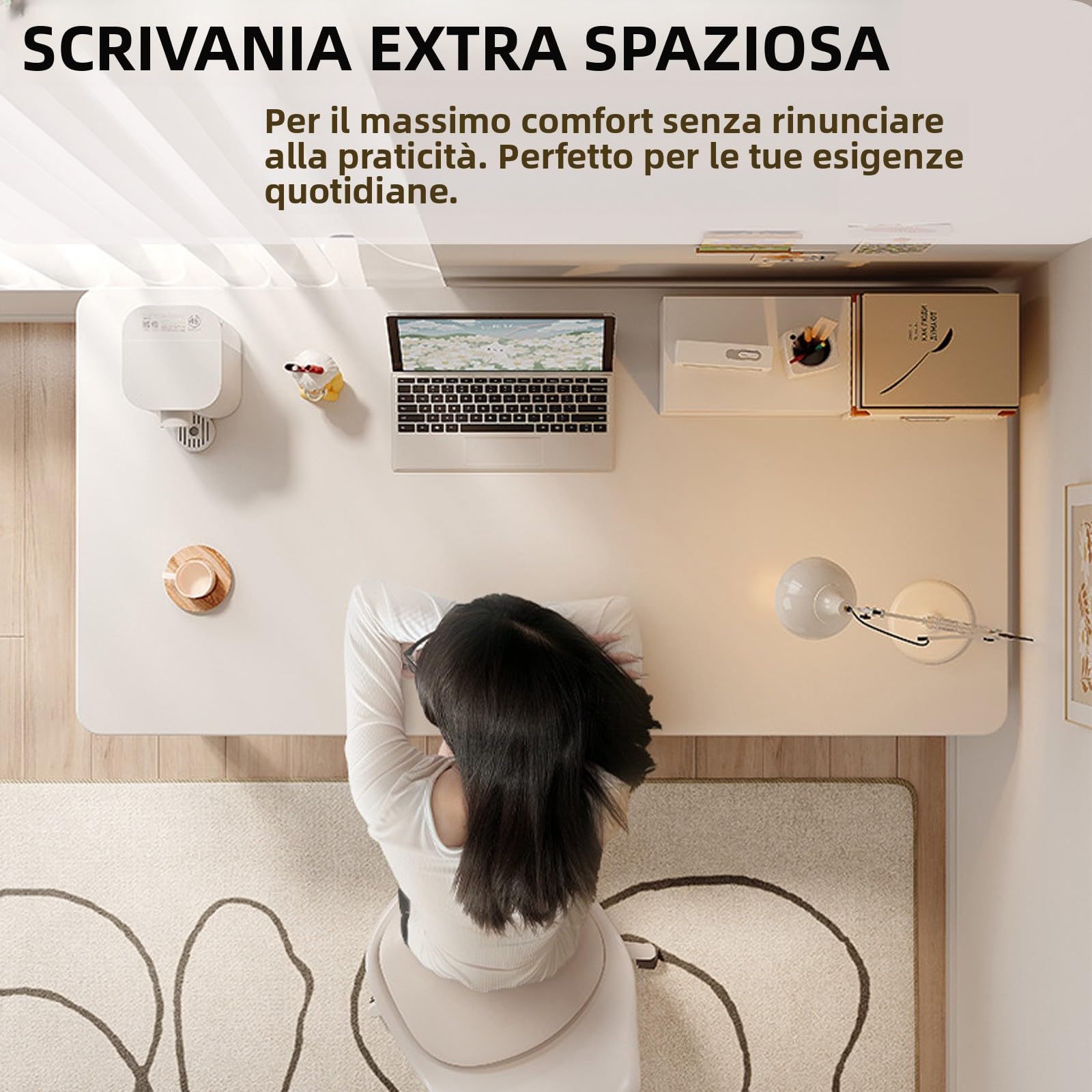 Scrivania Moderna per Computer Stile Semplice, Tavolo da Studio, Scrivania, Tavolo PC per Ufficio Casa, Camera da Letto (Bianco, 120x60cm)