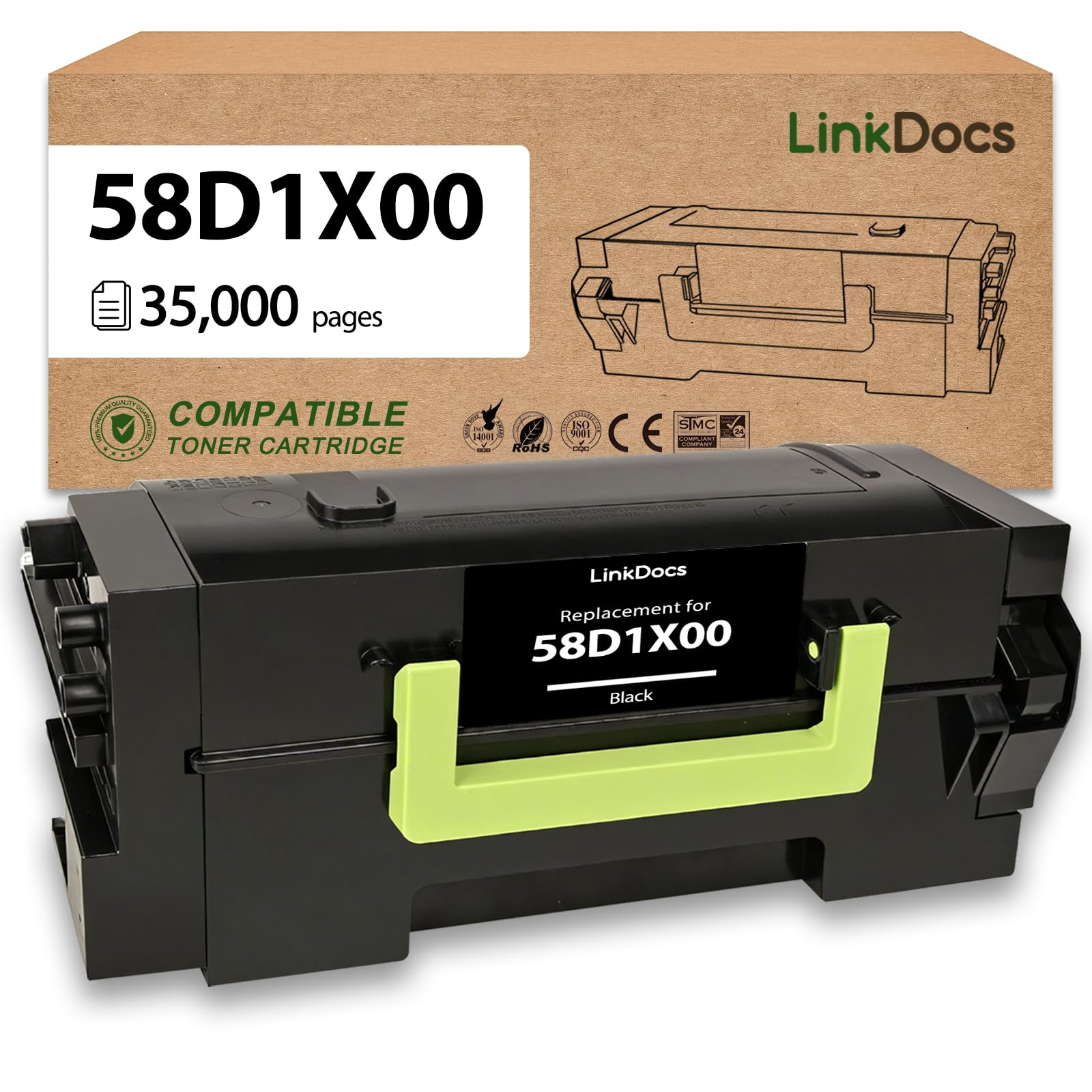 Toner compatible Lexmark MS725 MX721 par LinkDocs haute capacité noir