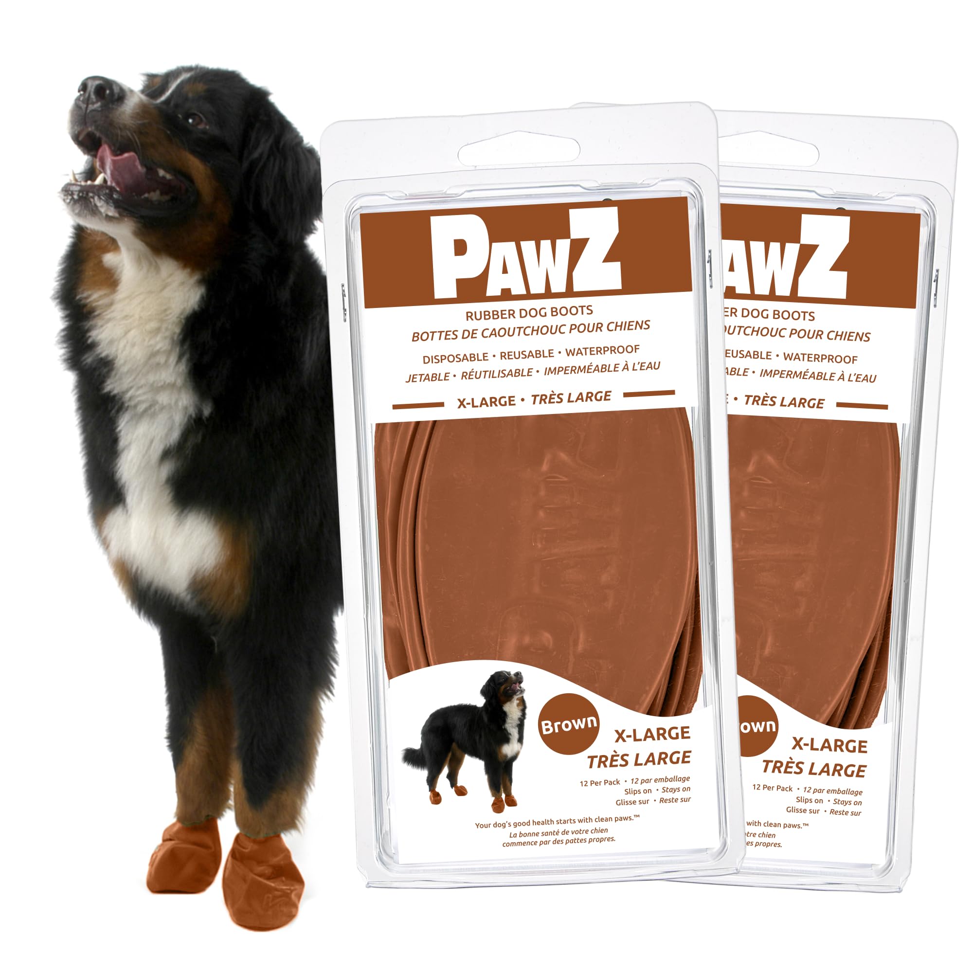 PawZ Rubber Dog Boots - Waterproof Non-Slip Dog Shoes for Hot Pavement, 24 Pack