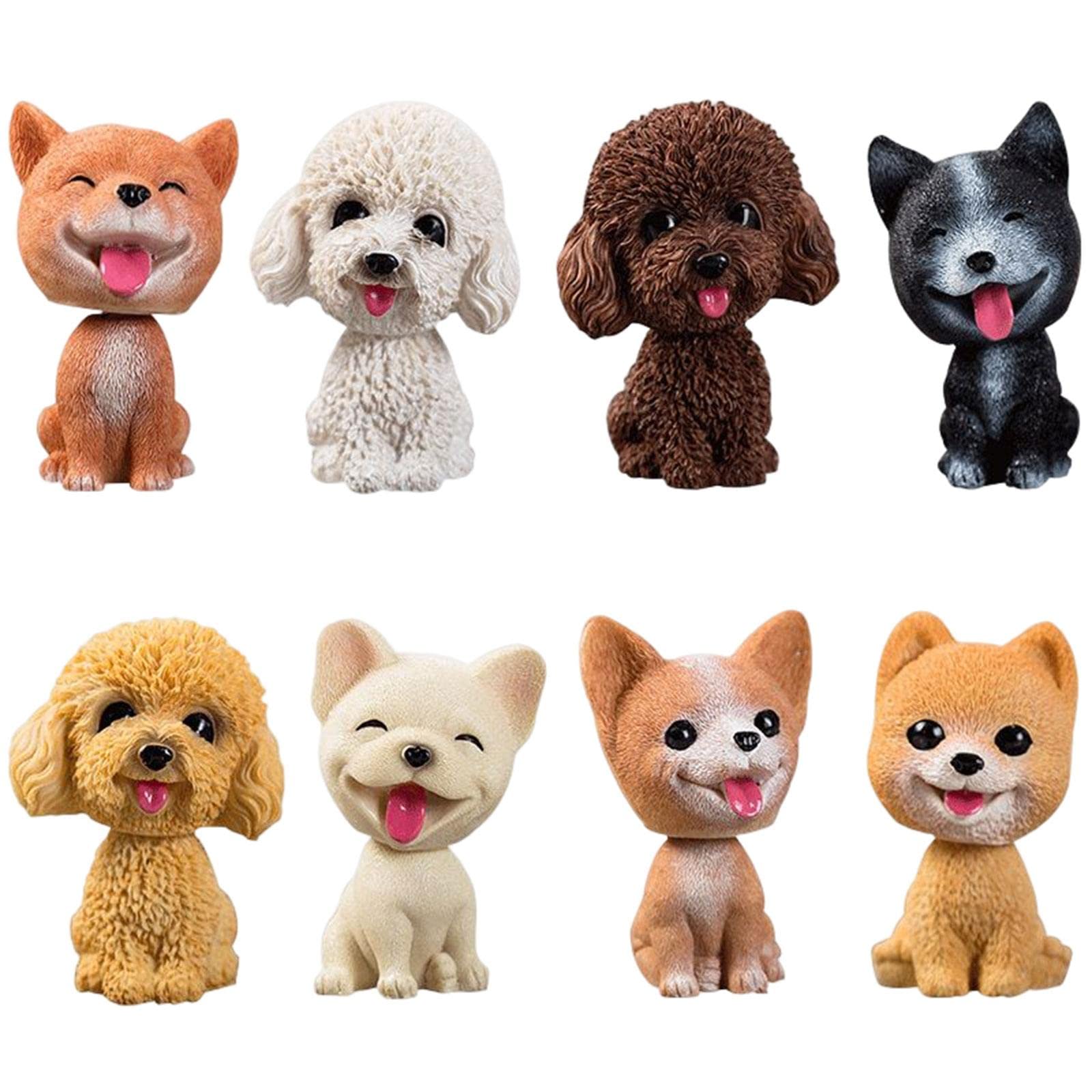 Figurines de chiens à tête tremblante : le lot de 8 idéal à offrir en cadeau