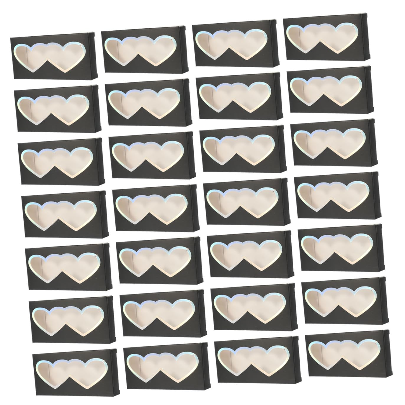 Scatola per Imballaggio Ciglia Finte a Cuore Nera 50 Pezzi | Carta, Coperchio Trasparente, per Uso Quotidiano e Outdoor, Confezione da 50