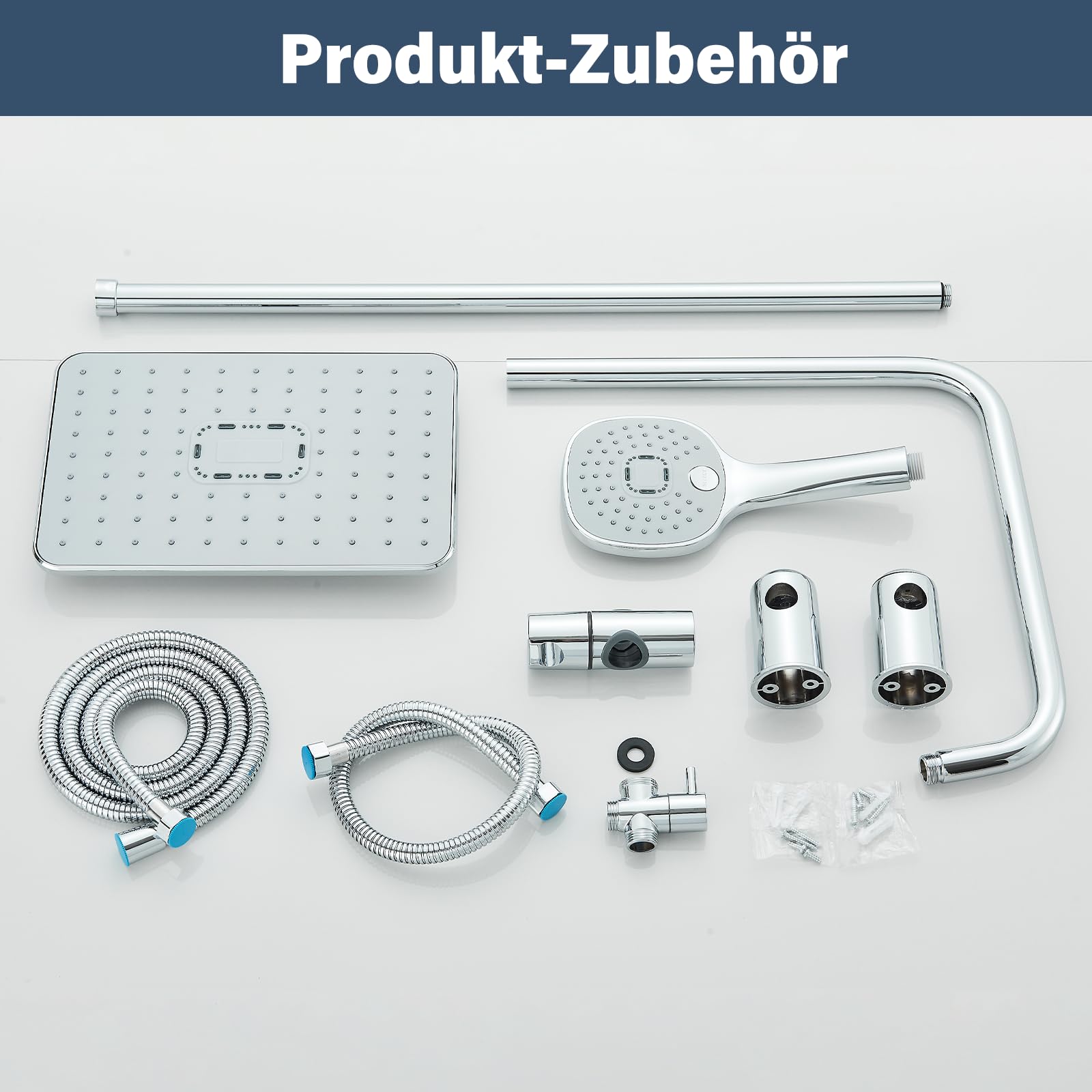 Duschset ohne Armatur,Duschsystem,Regendusche Überkopfbrauseset,Edelstahl Duschsystem Duschset Duschset Chrom