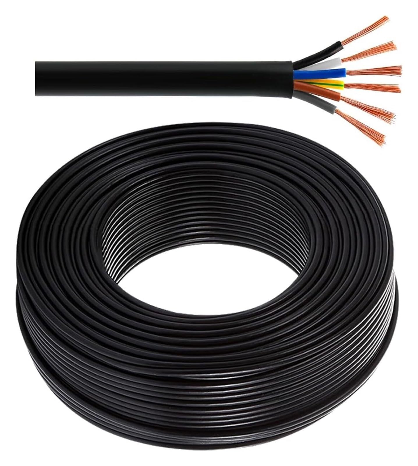 Cavo elettrico in PVC, Cavo elettrico RVV a 6 conduttori, cavo in rame puro intrecciato da 1,5 mm²(15ft,2.5mm²)