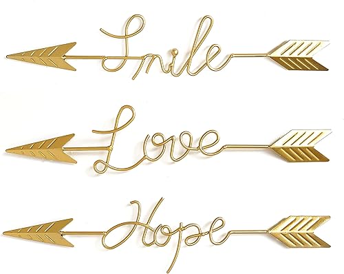 Remenna Letrero de metal para decoración de pared, diseño de palabras en 3D, para sala de estar, comedor, dormitorio, casa de campo (dorado)