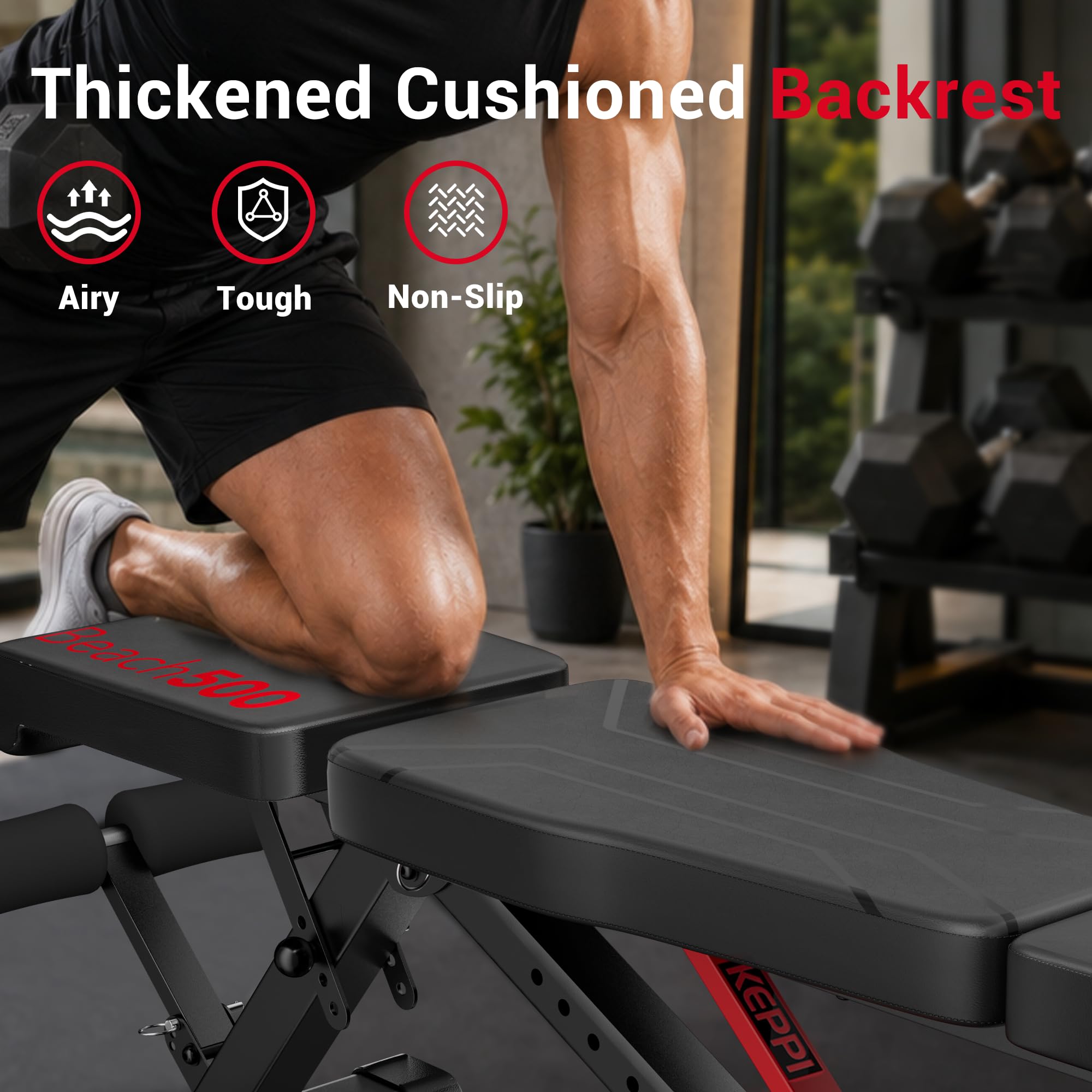 Weight Bench 900Lb, Adjustable Foldable Sturdy Bench for Home Gym | 900LB Flat capacity,11 back adjustments,fast-fold,30lb portable, PU leather, bands included,home gym & apartment