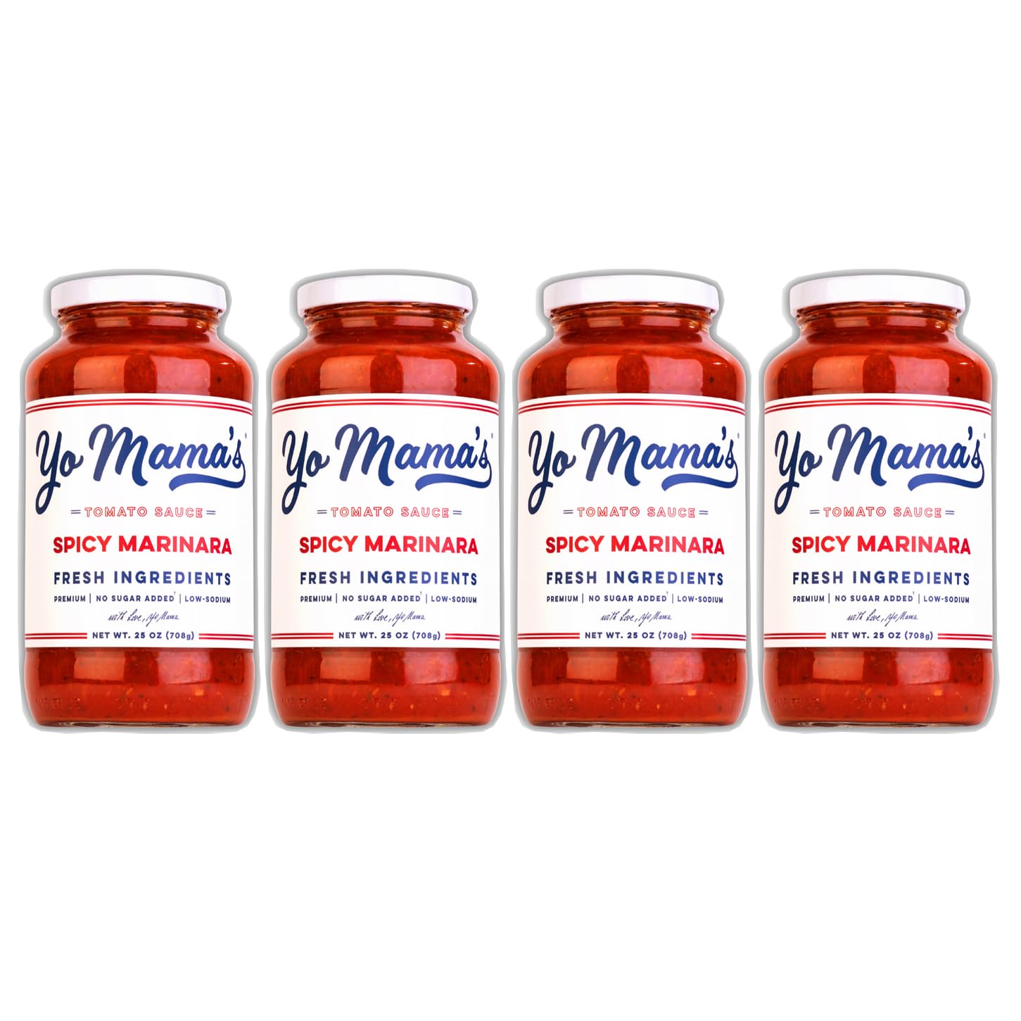 Yo Mama's Foods Keto SPICY Marinara Pasta Sauce - Pack of (4) - No Sugar Added, Low Carb, Low Sodium, Gluten Free, Paleo Friendly, and Made with Whole, Non-GMO Tomatoes.