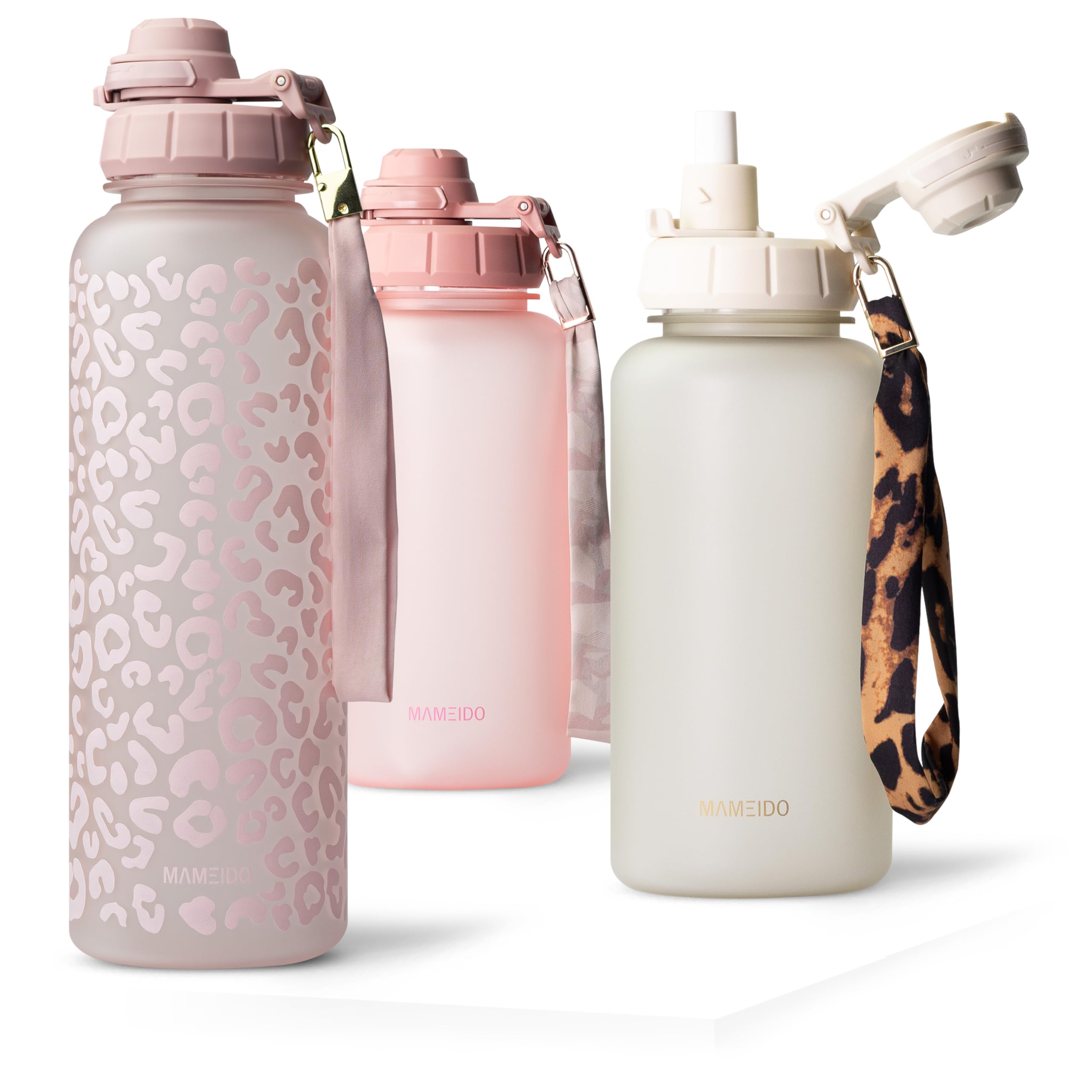 Mameido Wild Candy Water Bottle With Straw & Time Markings 1.5 L, Leakproof Tritan Sports Water Bottle, Drinks Bottle Bpa-Free, Gym Water Bottle (Wild Candy)