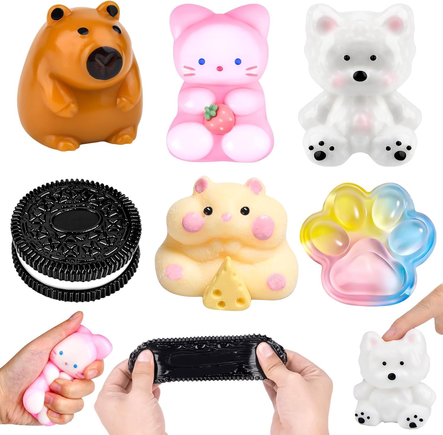6Pcs Taba Squishy Set, Fufu Squishy Fidget Toys, Cat Paw Capybara Westie Squishy Toys, Taba Squeeze Toy Squishes Kit for Kids Adults, Stress Relief Sensory Play Fidget Gifts, Easter Party Bag Fillers â image 1