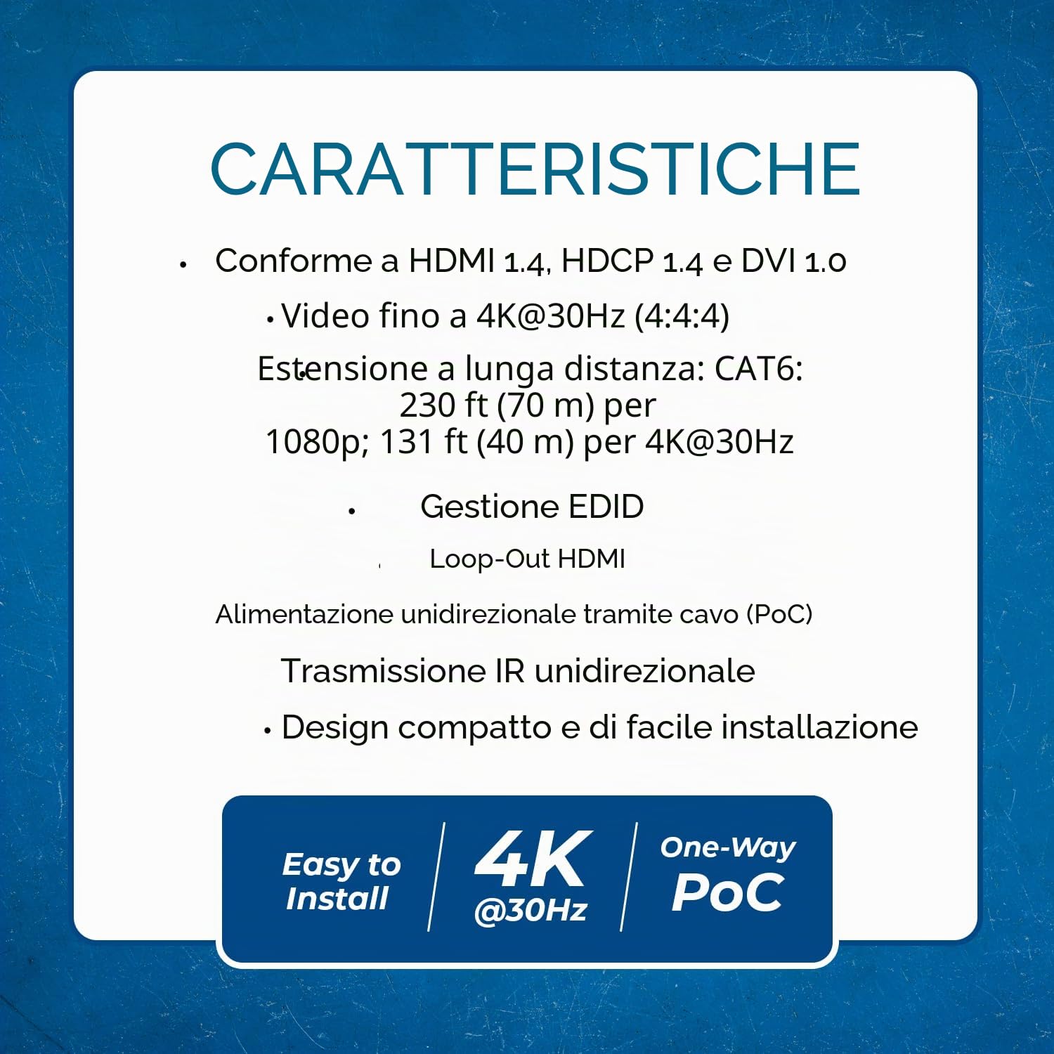 Orei - Extender HDMI su CAT5/CAT6 con IR fino a 40 m, loop out, distribuzione del segnale Full HD 1080p (EX-170C)