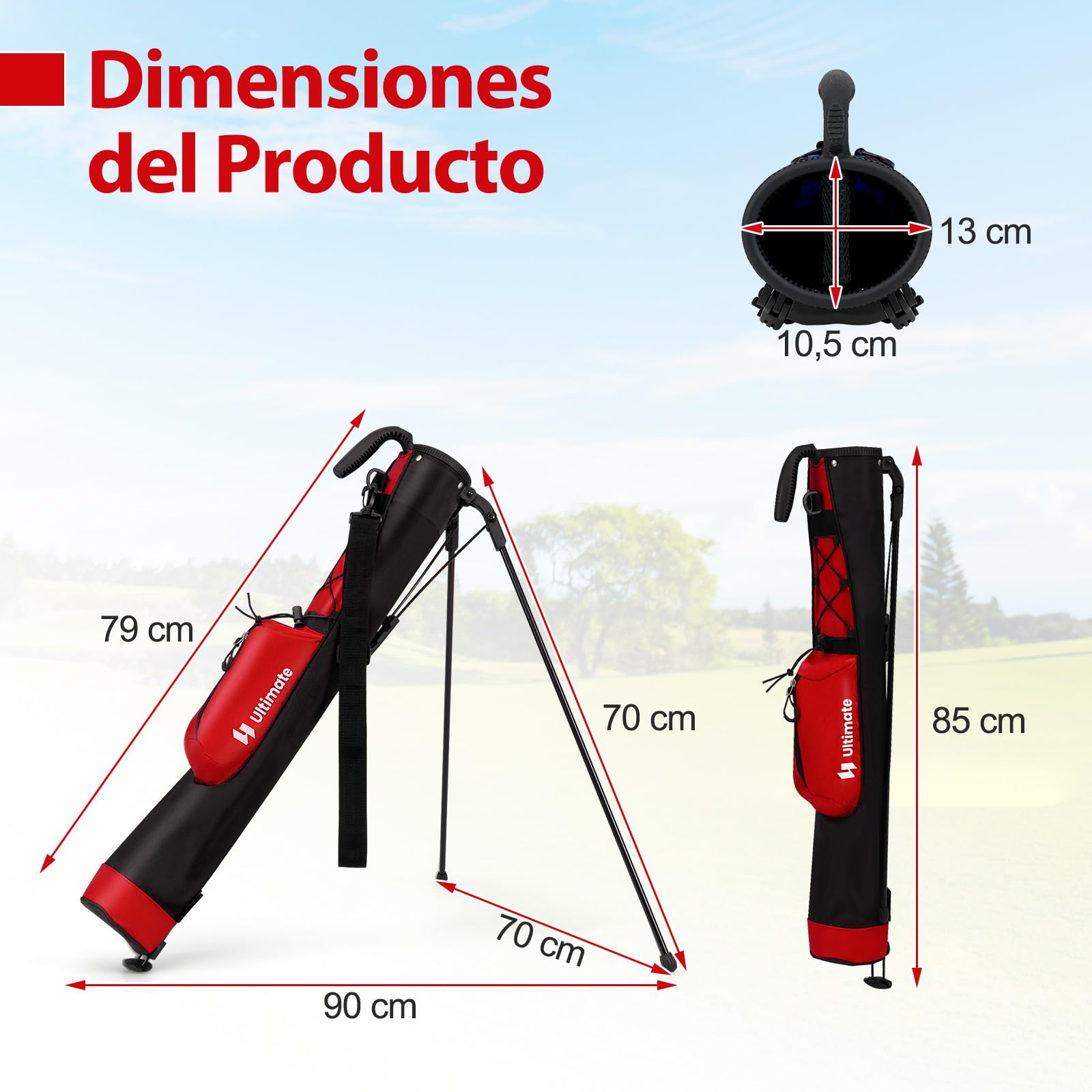 GYMAX Bolsa de Golf, Bolsa Ligera para pPáctica, par 3 y Campos Ejecutivos, Transporte de Palos, Correa para Hombro, Bolsillo, Portabotellas, Unisex, Hombre y Mujer, Accesorio Golf