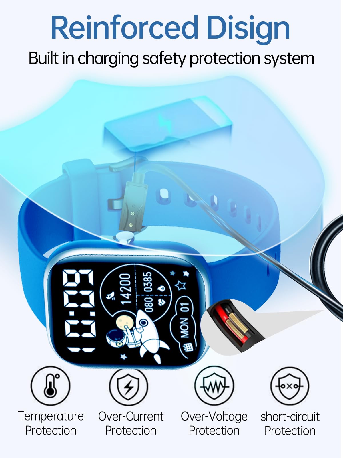 Ladekabel für Nyonio H97 Smartwatch für Kinder mit Fitness-Tracker, magnetisches USB-Ladekabel, Ersatz-Ladegerät, kompatibel, 2 Stück