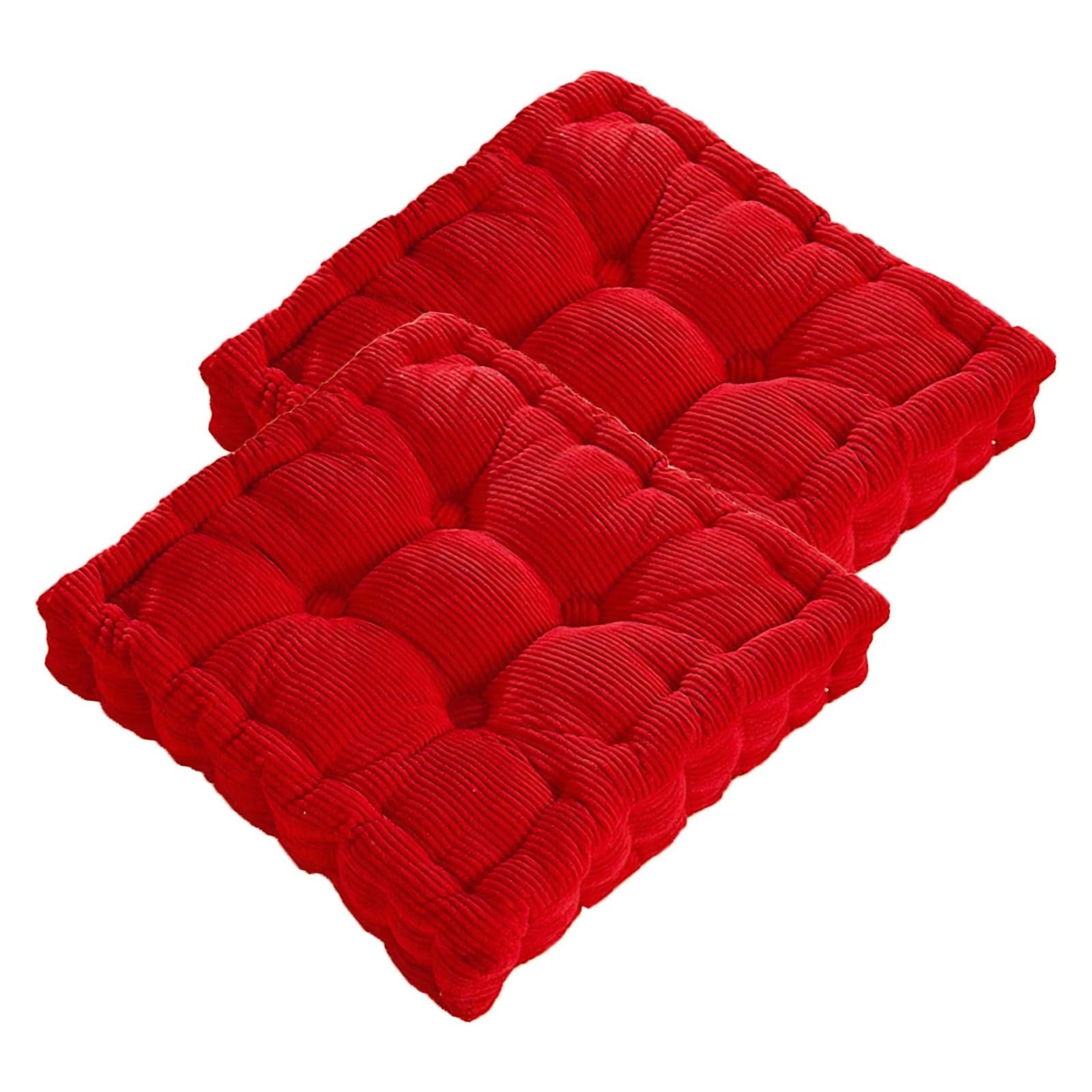 NMGBRDM 2 PCS Square Floor Pillow, 8cm Thickened Meditation Mat,Yoga Seating For Tatami, Chair Pad For Living Room Garden Balcony Office(Size:40cm(2 pc),Color:Red)