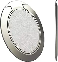Suporte de anel para celular mais fino do mundo, Attom Tech ultra fino suporte para suporte magnético para carro - compatível com iPhone X 8 7 Plus 6S 6 5s 5 SE, Galaxy S8 S7 S6 Edge, Note 8 5, Silver-Grey