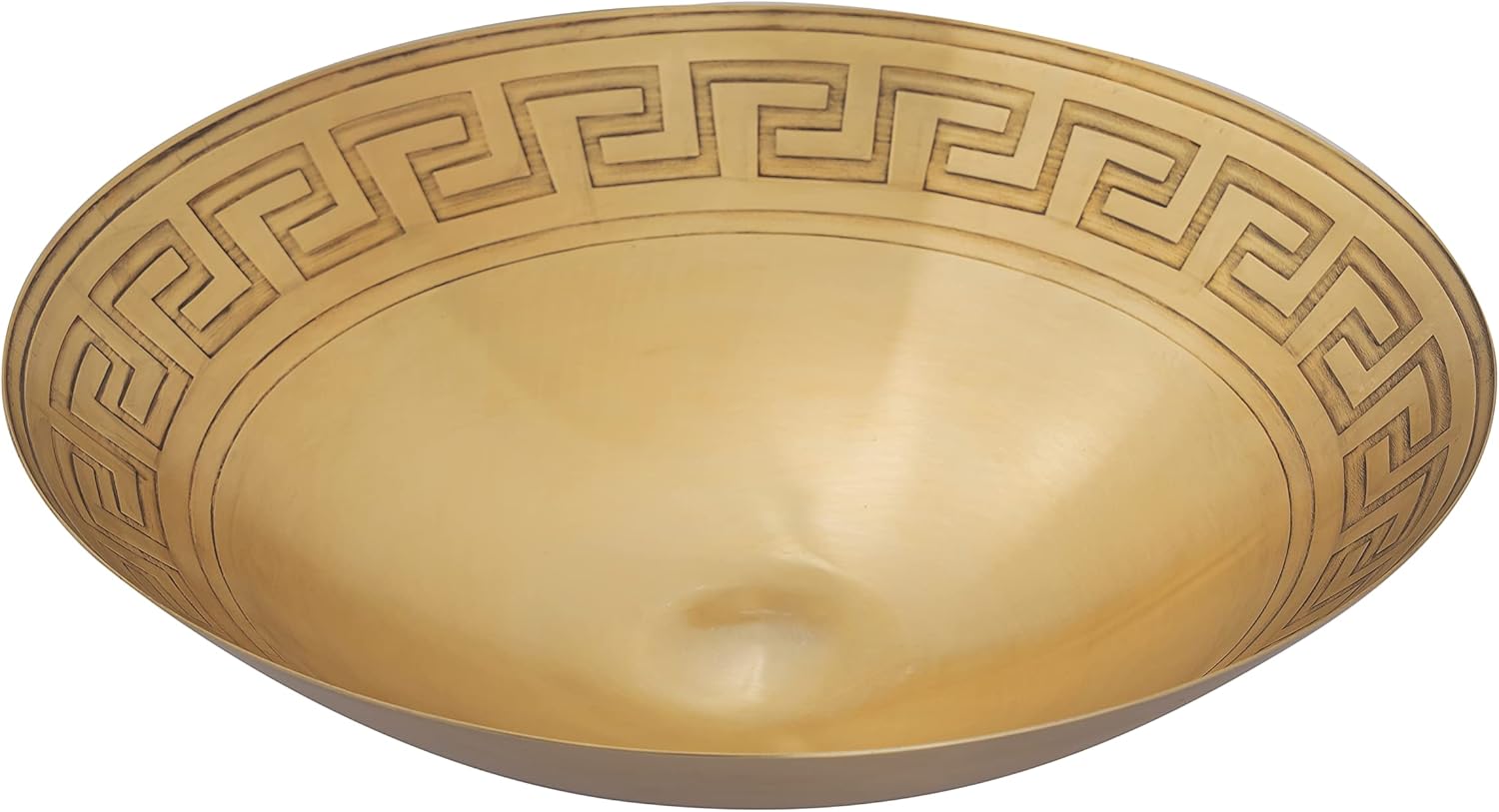 Greek Key Centerpiece Bowl Brass Brown Transitional Novelty