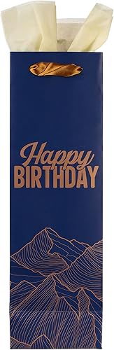 Miniatura 3 de With Love Bolsa de regalo de vino  Bolsa de papel de una sola botella con papel de seda y asas, para fiesta de cumpleaños, agradecimiento de