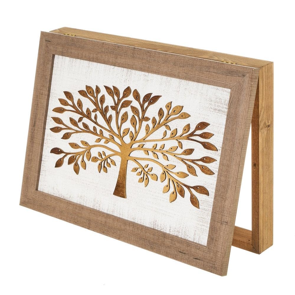 LOLAhome Tapa Contador luz Decorativa | Cubre Cuadro eléctrico | Pintado a Mano | Madera Pino | 50x6x35 cm | Cubrecontador (Árbol Relieve)