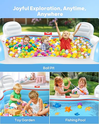 Miniatura 6 de QPAU Inflatable Swimming Pool, Family Full-Sized Pool, 4 Inflatable Seats with Backrests, Large Kiddie Pool for Outdoor and Backyard, for Children &