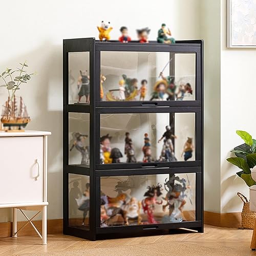 Vitrina con puerta de gabinete de acrílico de 27.56 x 13.4 x 41.7 pulgadas, gabinete de exhibición de puerta abatible, gabinete Curio, estante de