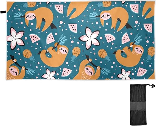 Miniatura 1 de Burbuja Toalla de playa Sloth Sandía de gran tamaño, toalla de viaje de alta absorción, ligera, de secado rápido, a prueba de arena, toalla de