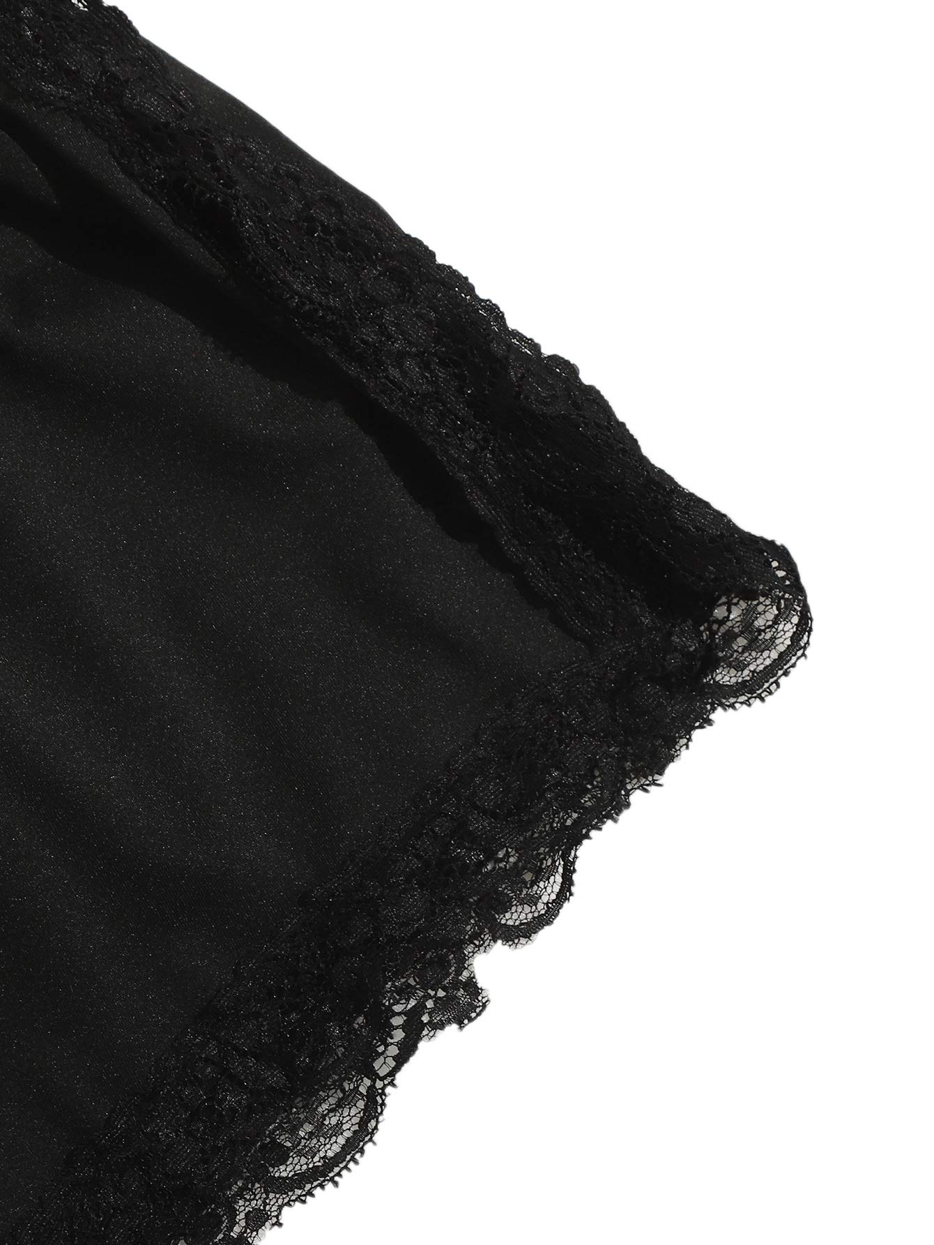 SweatyRocks Women's Lace Trim Underwear Lingerie Sets Sexy V Neck Bra and Panty Set Pajama Sets: Small Solid Black