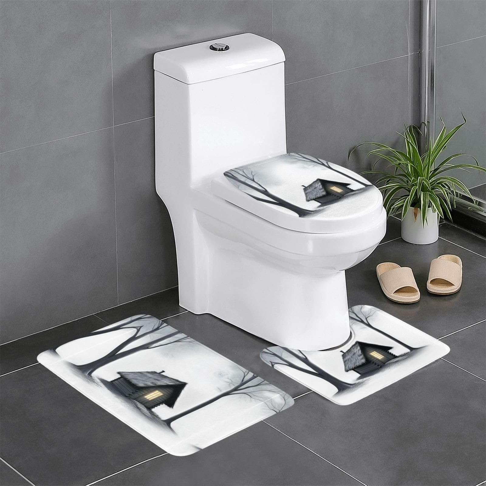 Tapis de bain antidérapant 61x40,6cm lot de 3 tapis wc et coiffeuse WHJSSF