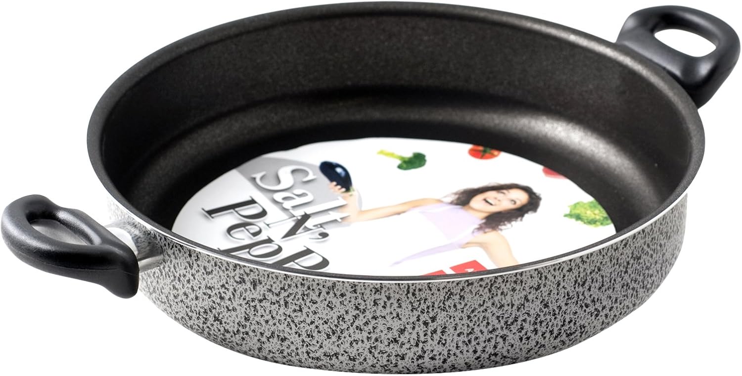 HOME Salt N’Pepper Saucepan with 2 Handles, Non-Stick Coating, 22 cm, Aluminium, Black/Grey