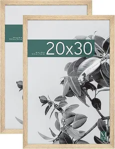 MCS Studio Gallery 20x30 Poster Frame Natural Woodgrain, Vertical & Horizontal Wall Hanging Large Picture Frame for Photos, Posters & Art Prints (2-Pack)