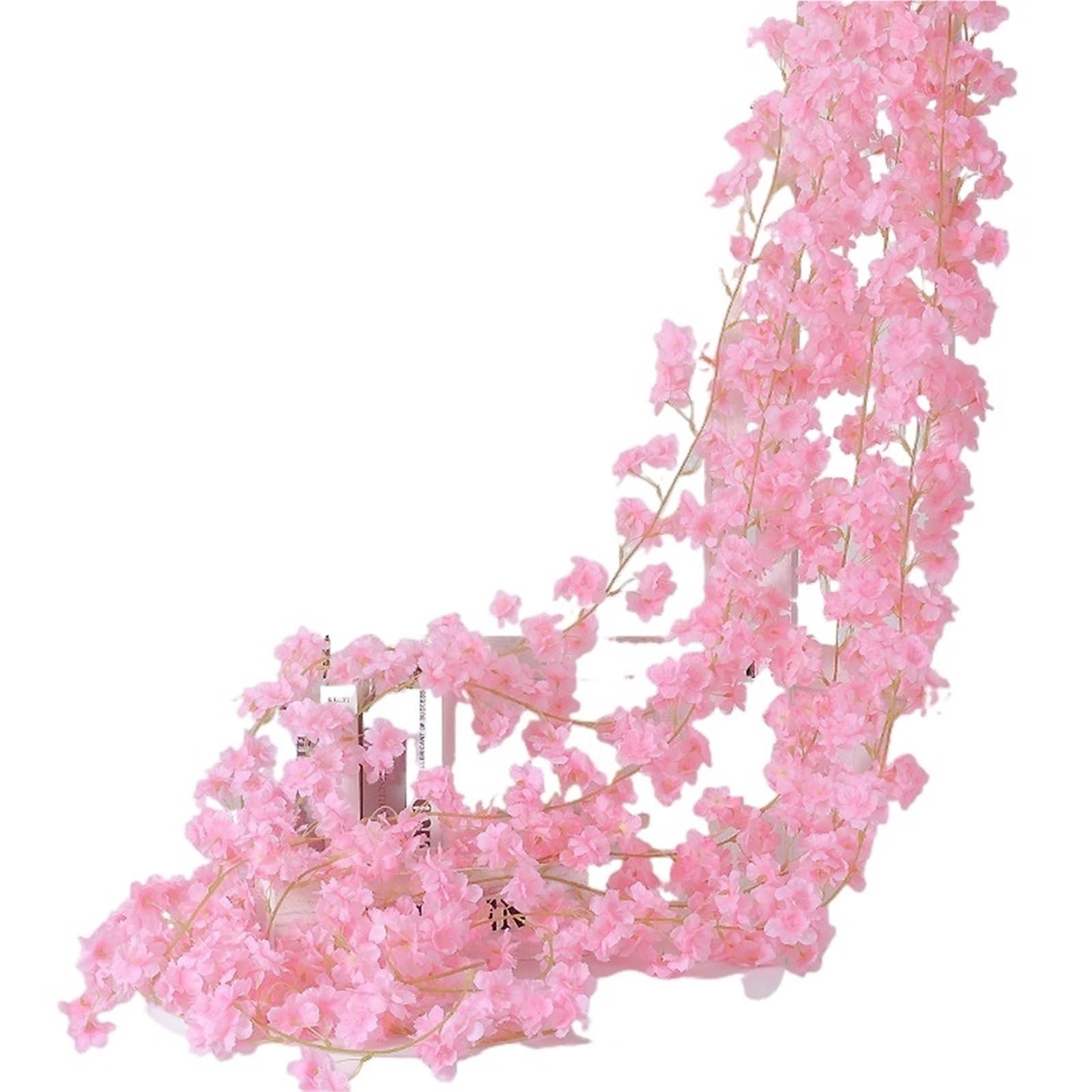 LXLAEOANG Artificial Flowers 180cm Artificial Vine Blossom Sakura Garland Wedding Arch Garden Backdrop Home Party Decoration Wall Decor