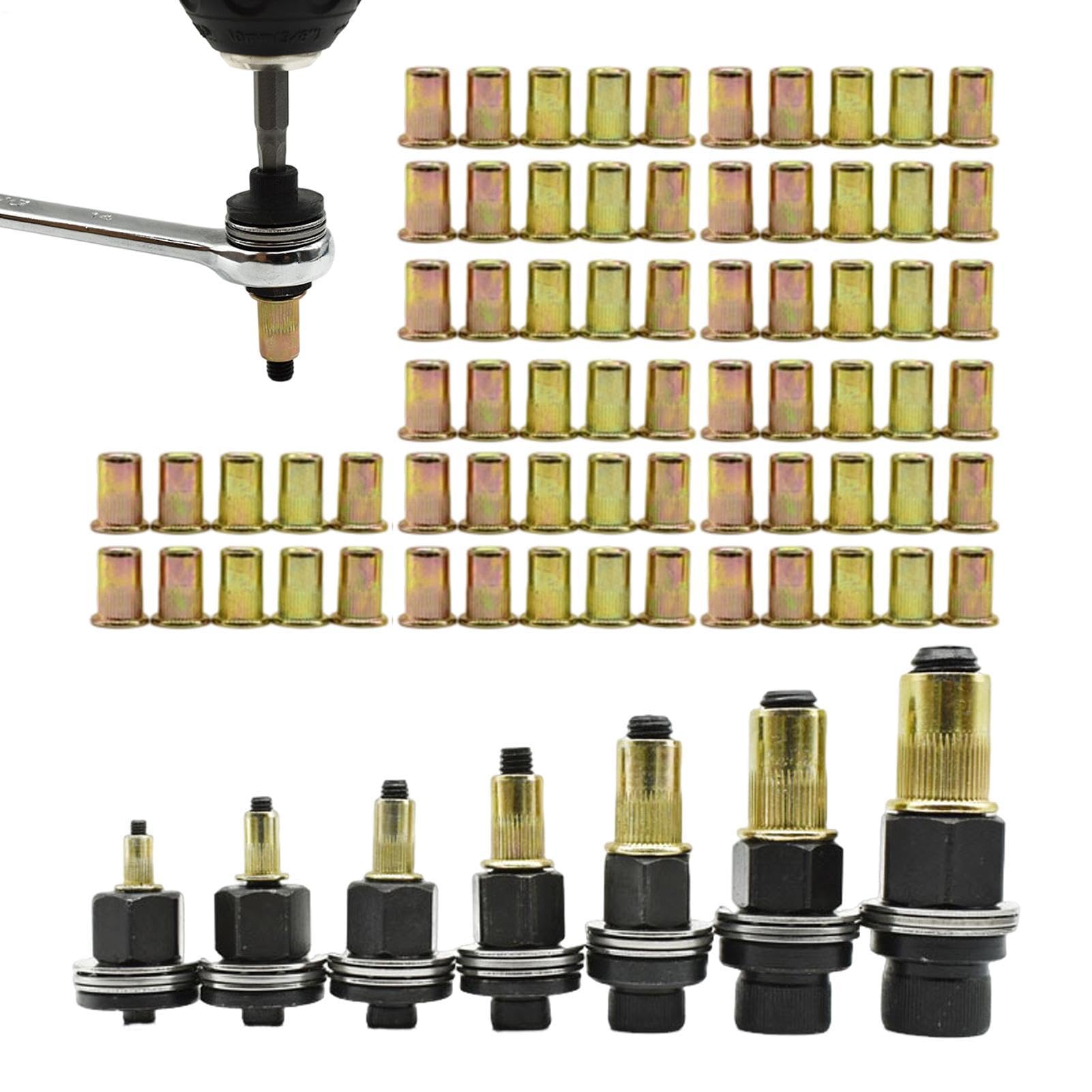77PCS Rivet Nut Tool Kit, Carbon Steel Rivet Nut Tool Set