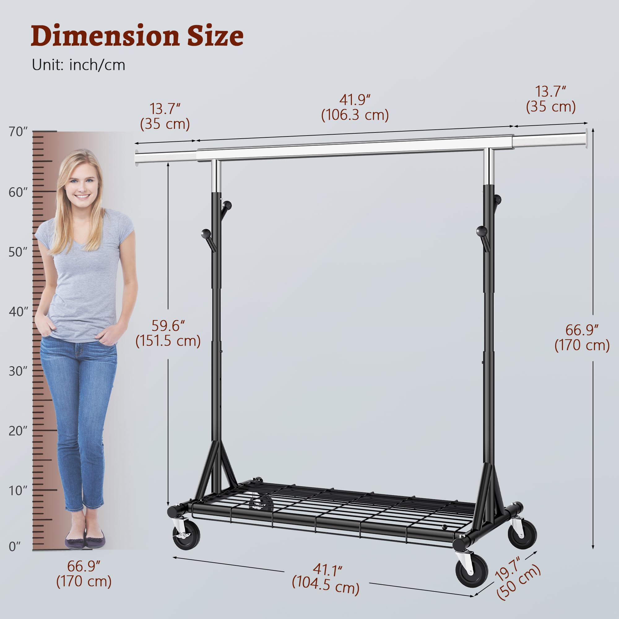 FAVOOSTY Portant à vêtements avec étagères,Portant à vêtements sur roulettes avec Double Tringle - Charge maximale : 280 kg - 52 x (106-176) x 170 cm, Installation rapide en 3 minute-Noir FAVOOSTY Portant à vêtements avec étagères,Portant à vêtements sur roulettes avec Double Tringle - Charge maximale : 280 kg - 52 x (106-176) x 170 cm, Installation rapide en 3 minute-Noir