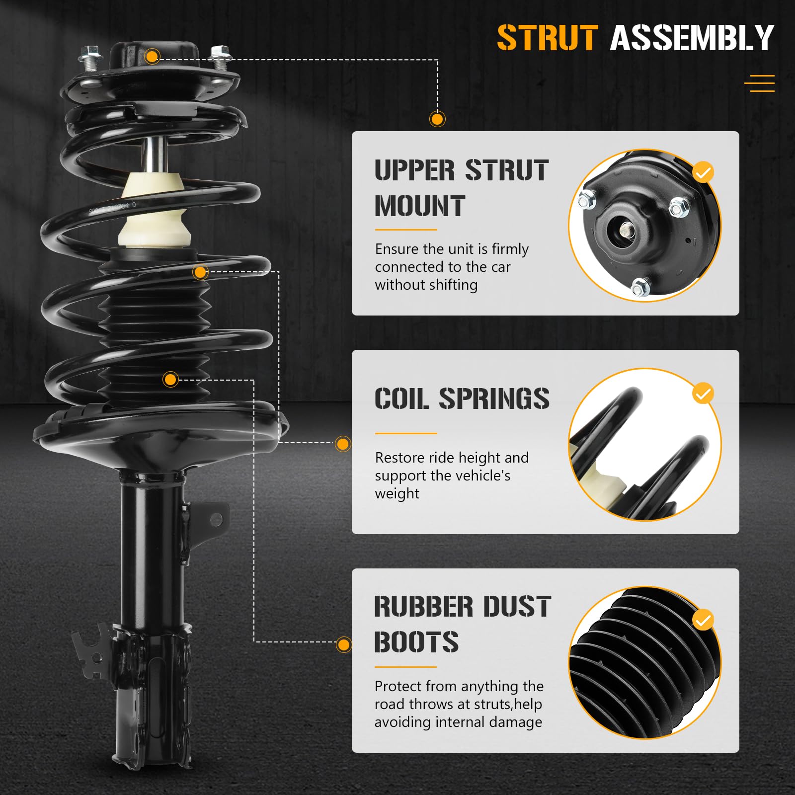 Set Of 2 Front Complete Struts Assembly For 1997-2001 Toyota Camry & 1997-2003 Avalon